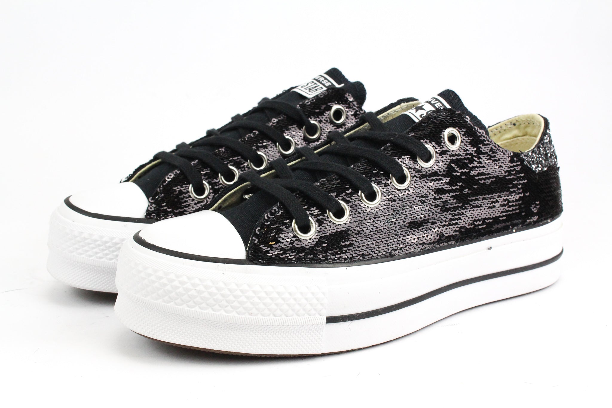 Converse All Star Platform Bassa Black Paillettes & Glitter