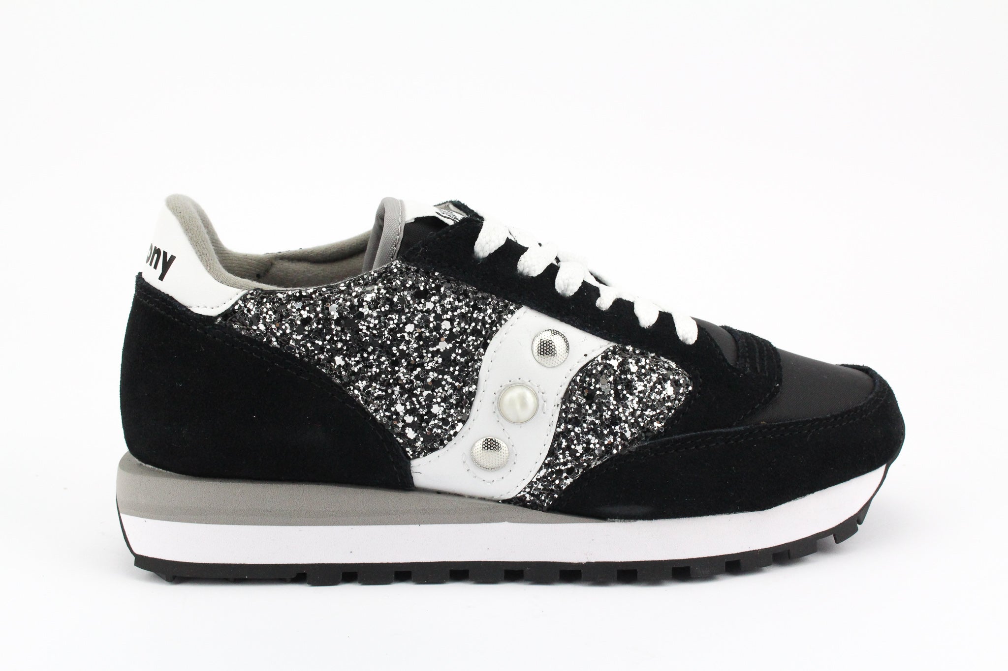 Saucony Jazz Black Silver Glitter & Borchie