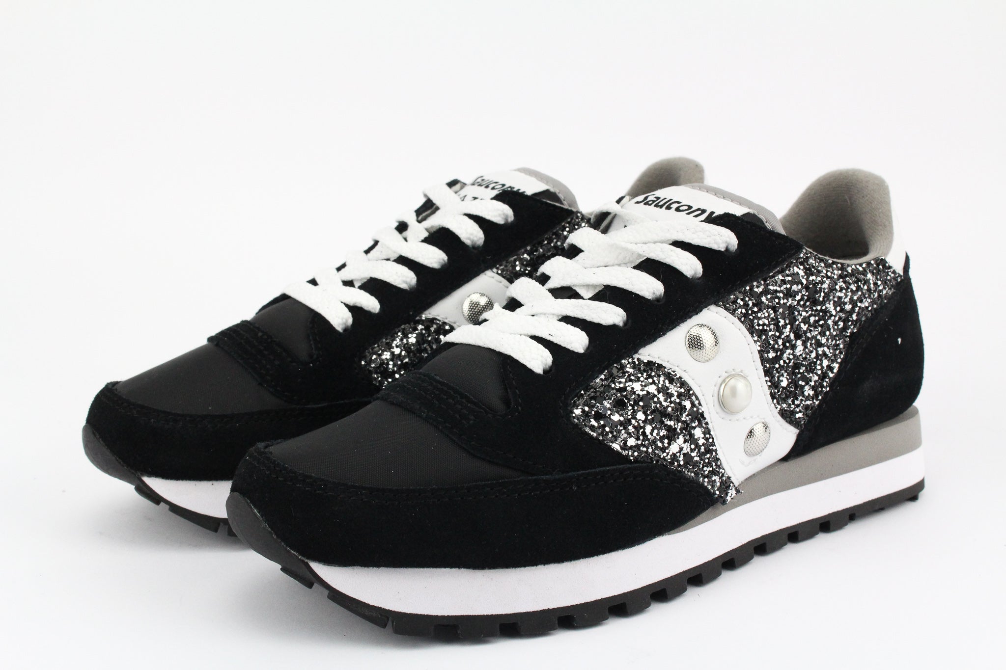 Saucony Jazz Black Silver Glitter & Borchie