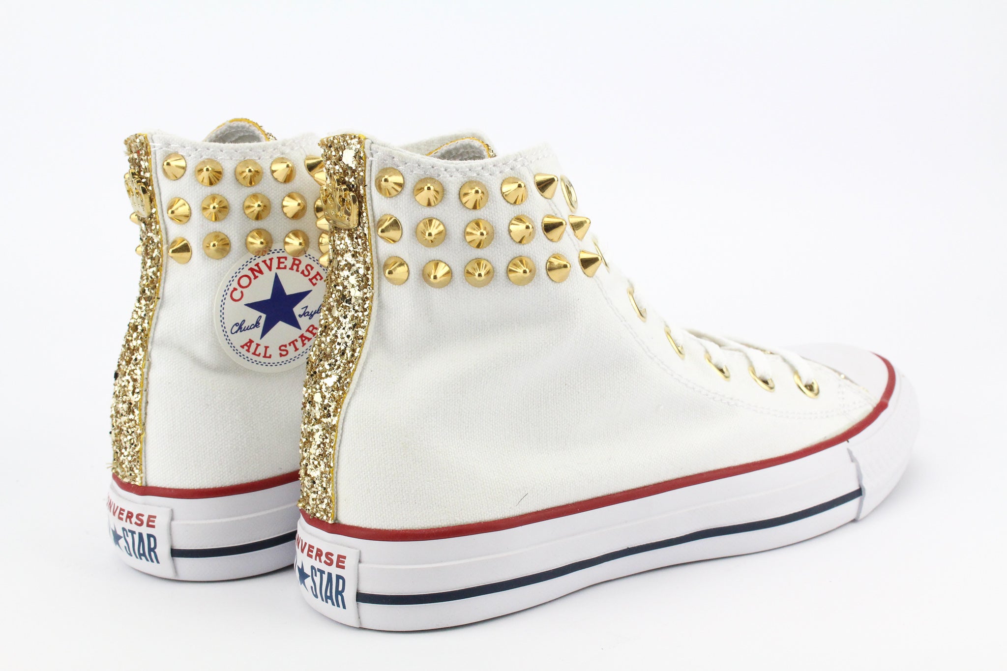Converse All Star White Gold Glitter & Borchie