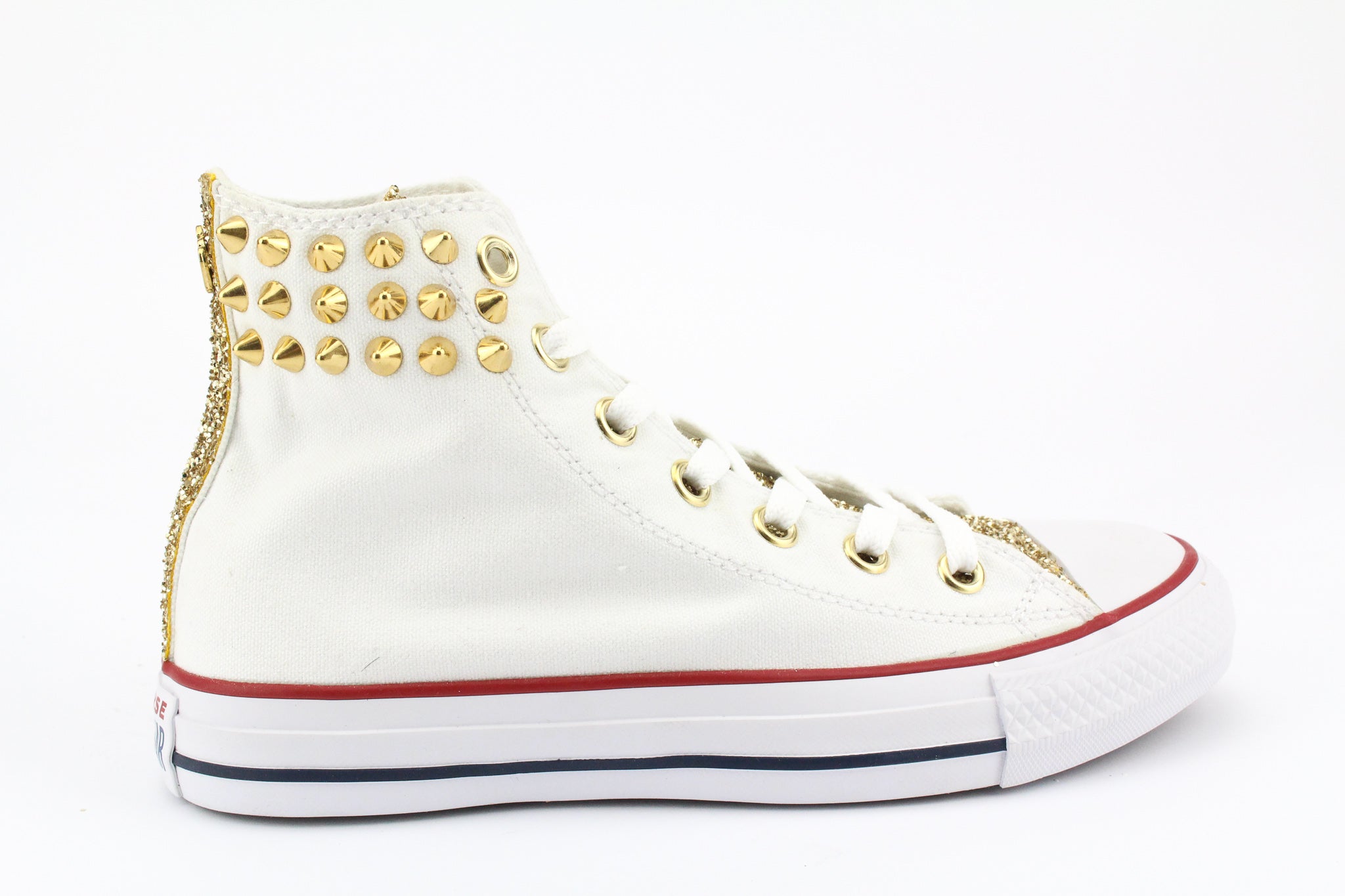 Converse All Star White Gold Glitter & Borchie
