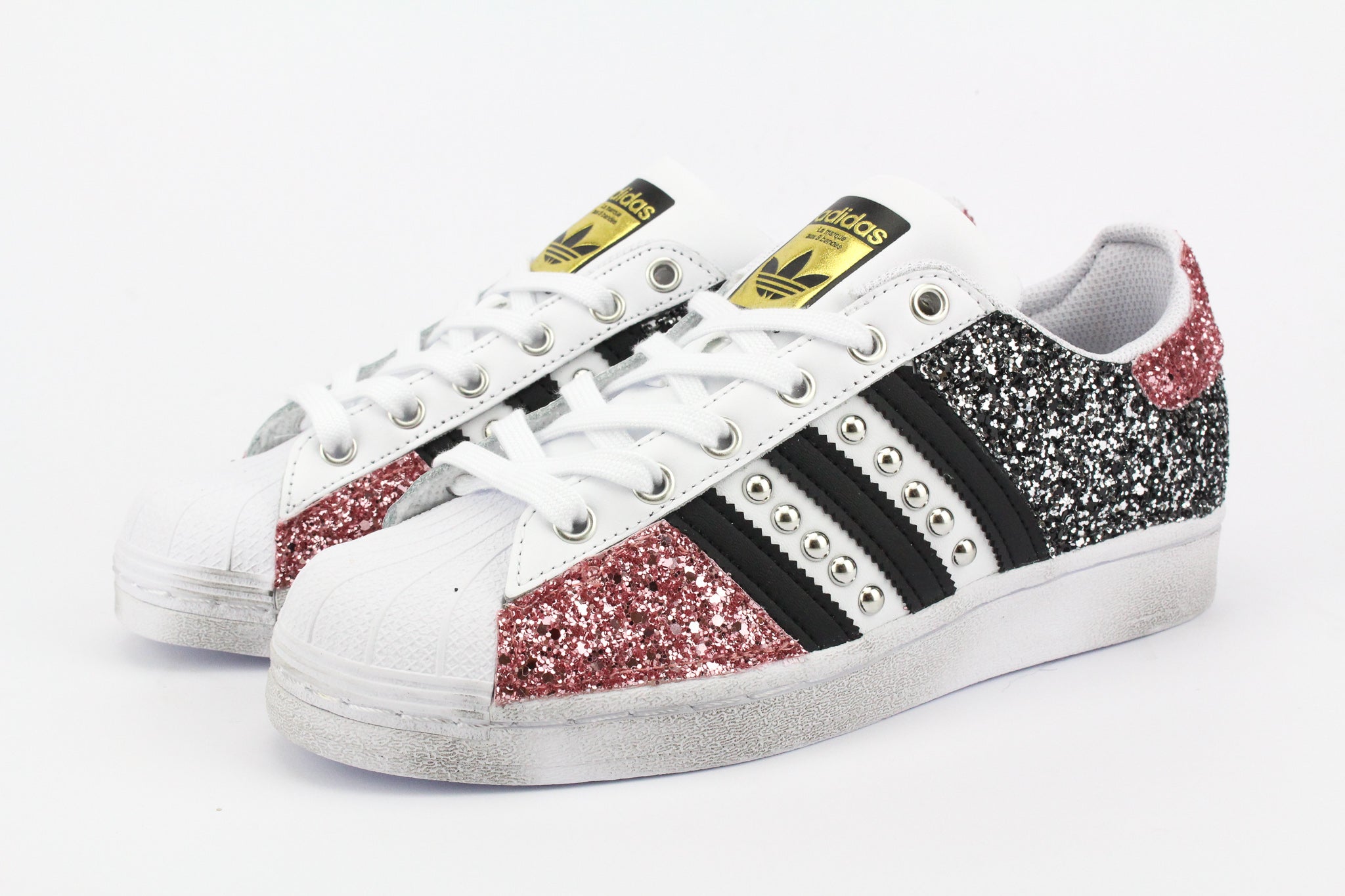 Adidas Superstar Total Glitter Black Silver & Pink