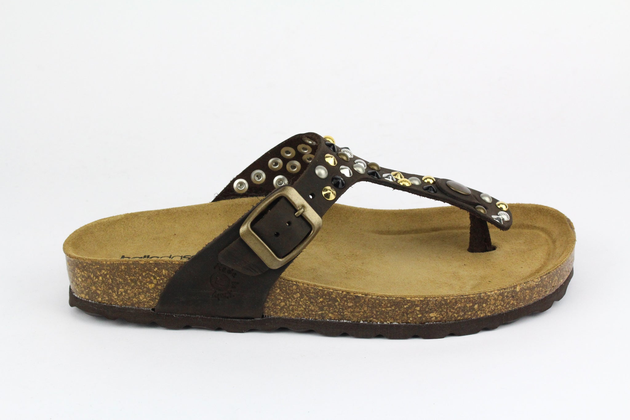 Sandali Infradito Brown Total Borchie Vintage