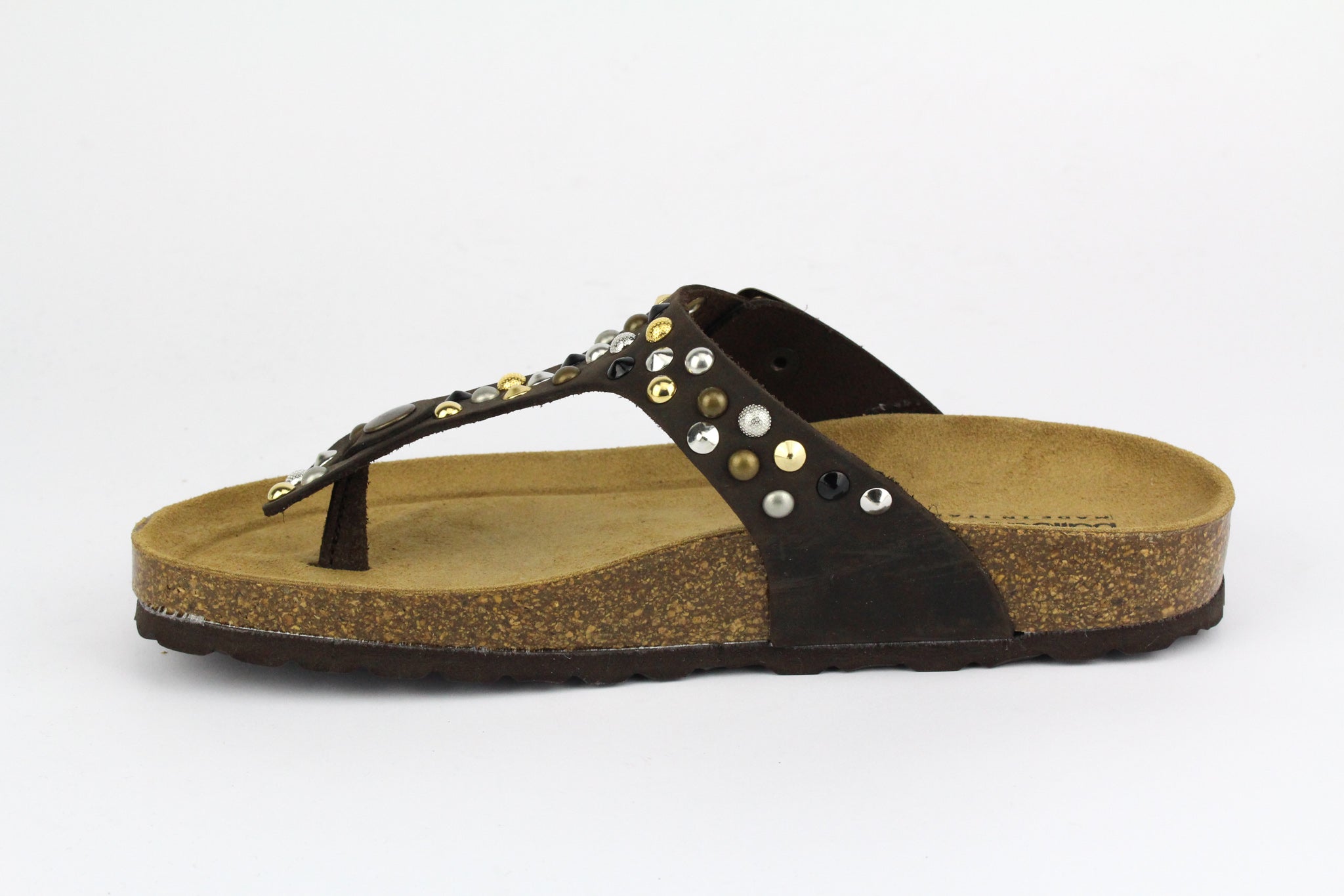 Sandali Infradito Brown Total Borchie Vintage