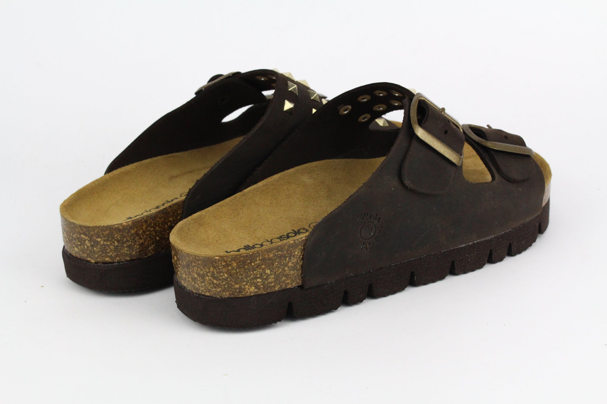 Sandali Platform Brown Borchie Piramide Gold