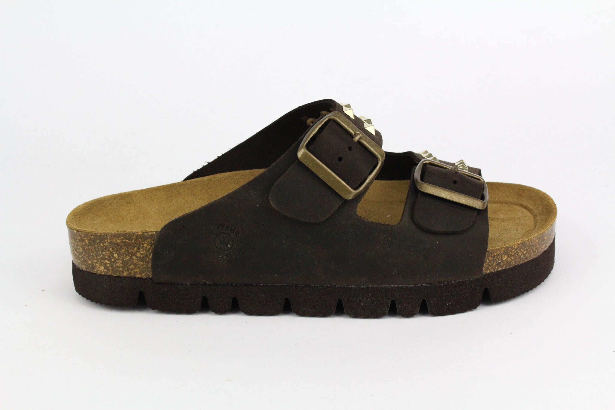 Sandali Platform Brown Borchie Piramide Gold