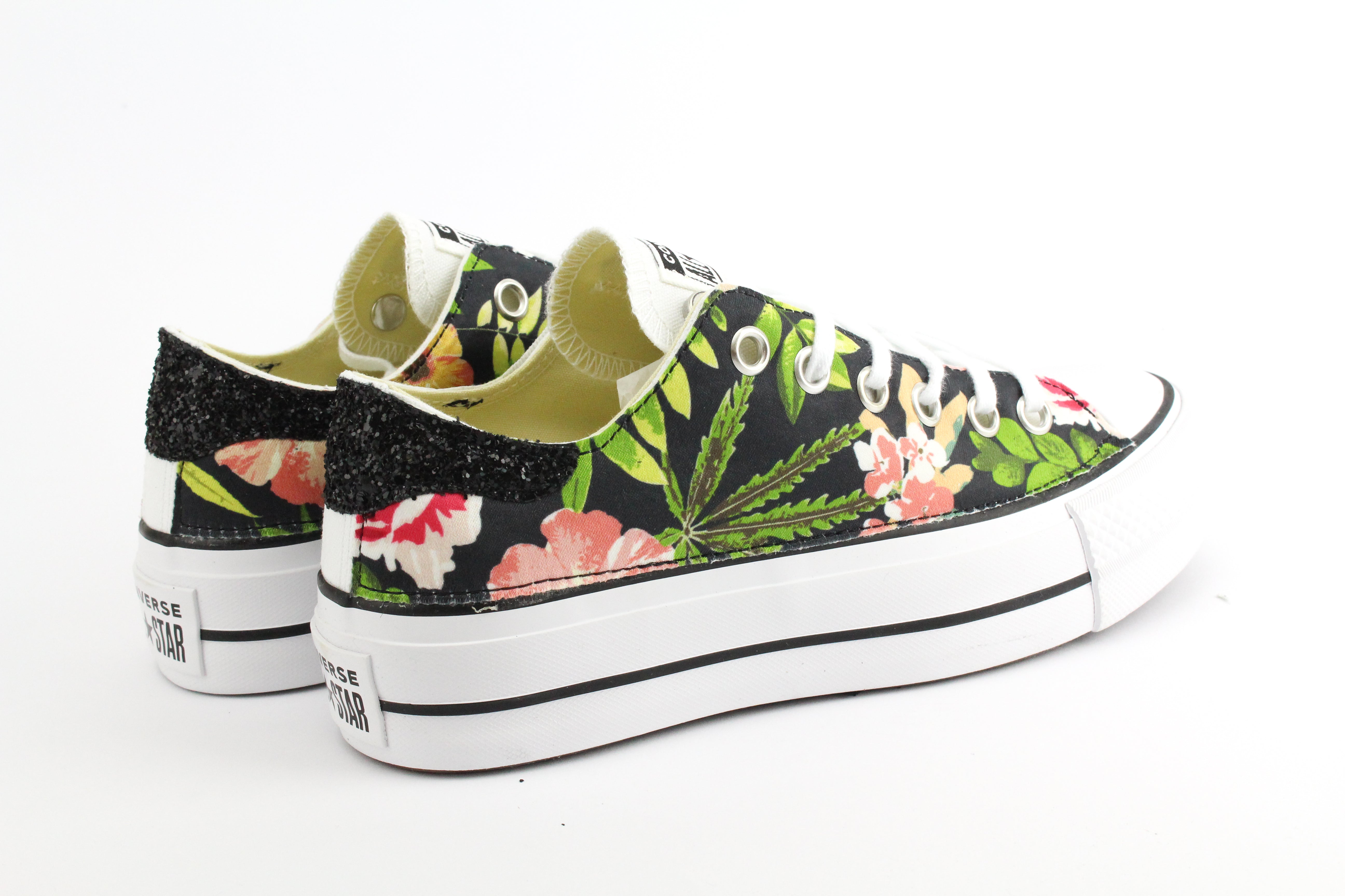 Converse All Star Platform Bassa Fiori & Glitter