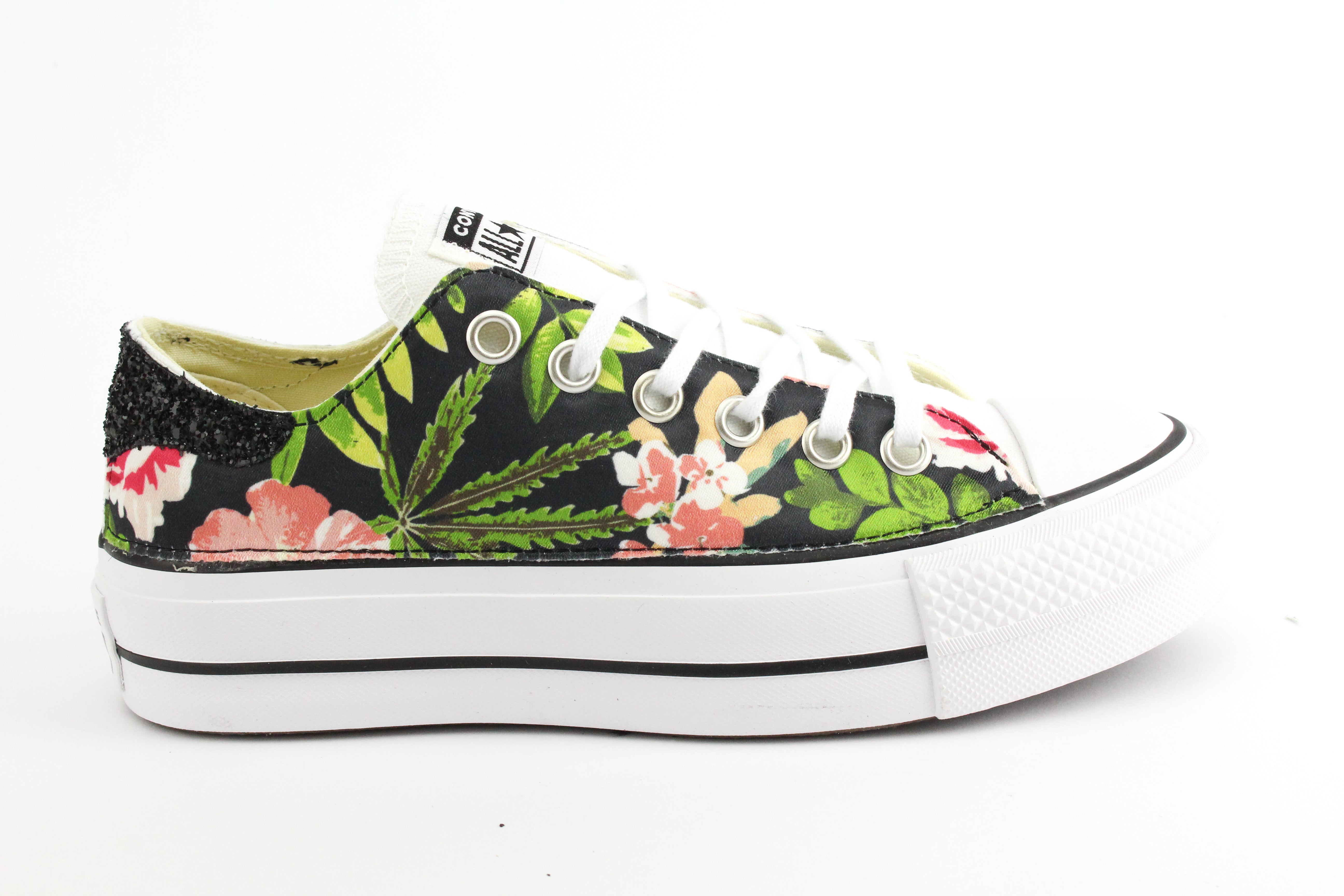 Converse All Star Platform Bassa Fiori & Glitter