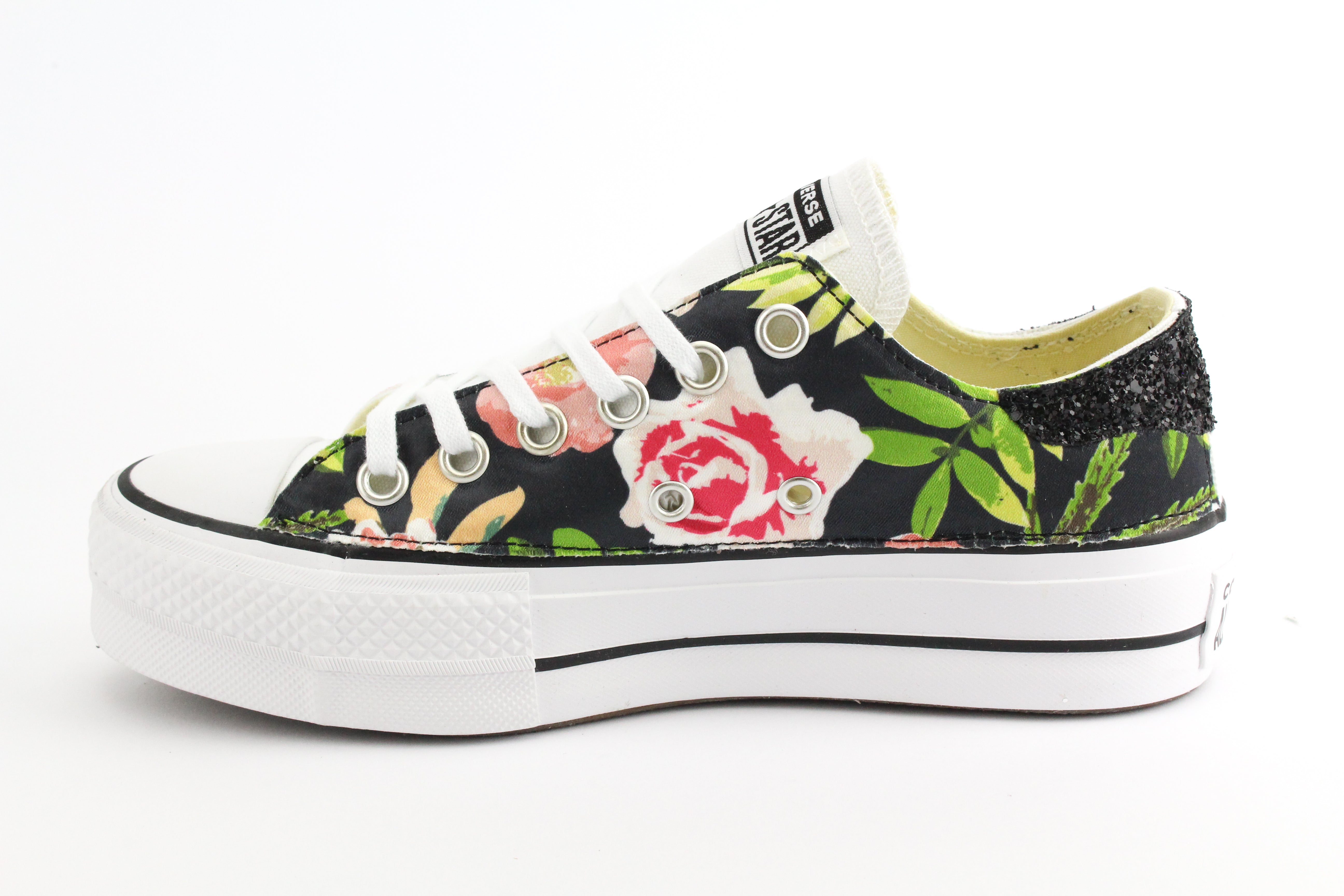 Converse All Star Platform Bassa Fiori & Glitter