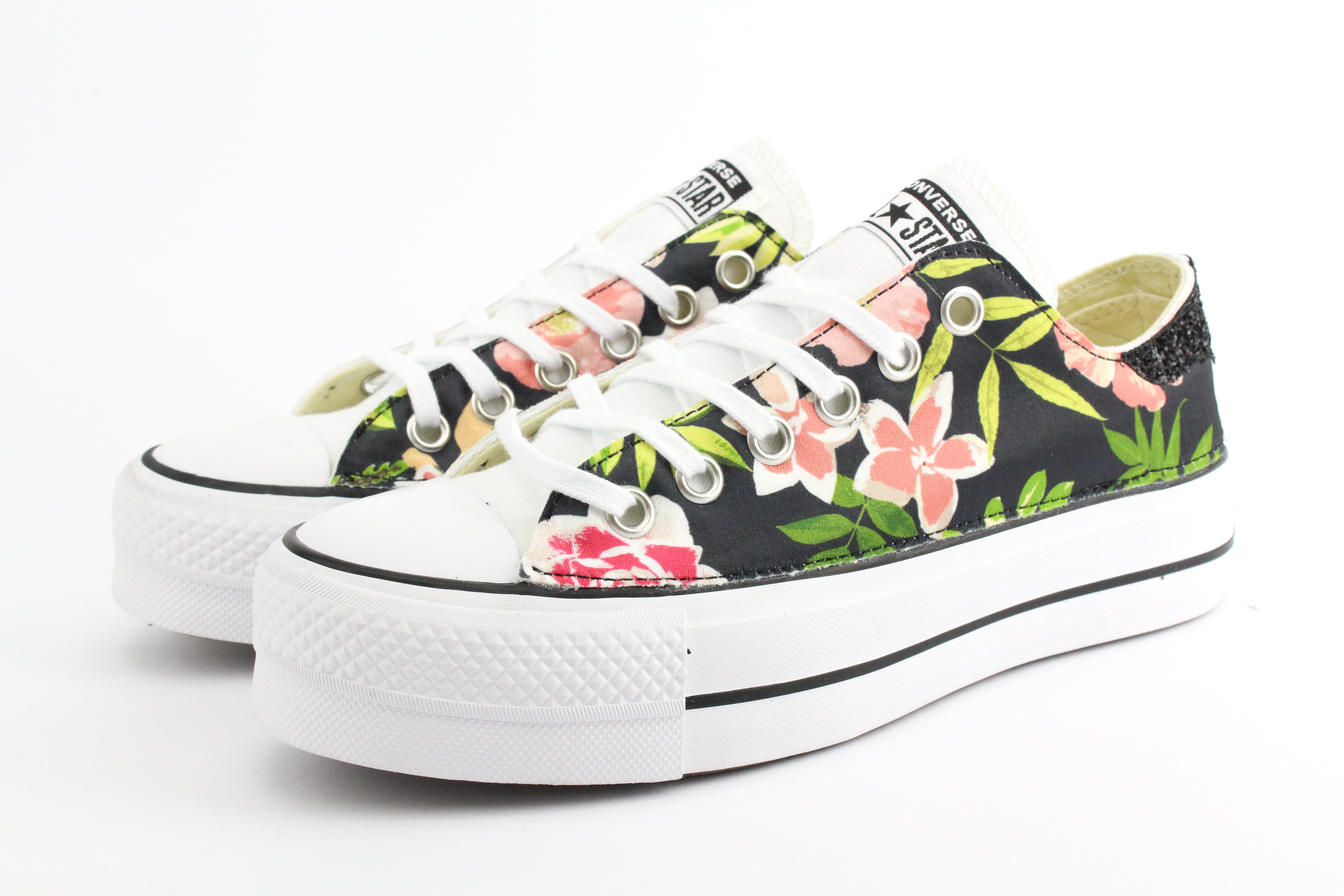 Converse All Star Platform Bassa Fiori & Glitter