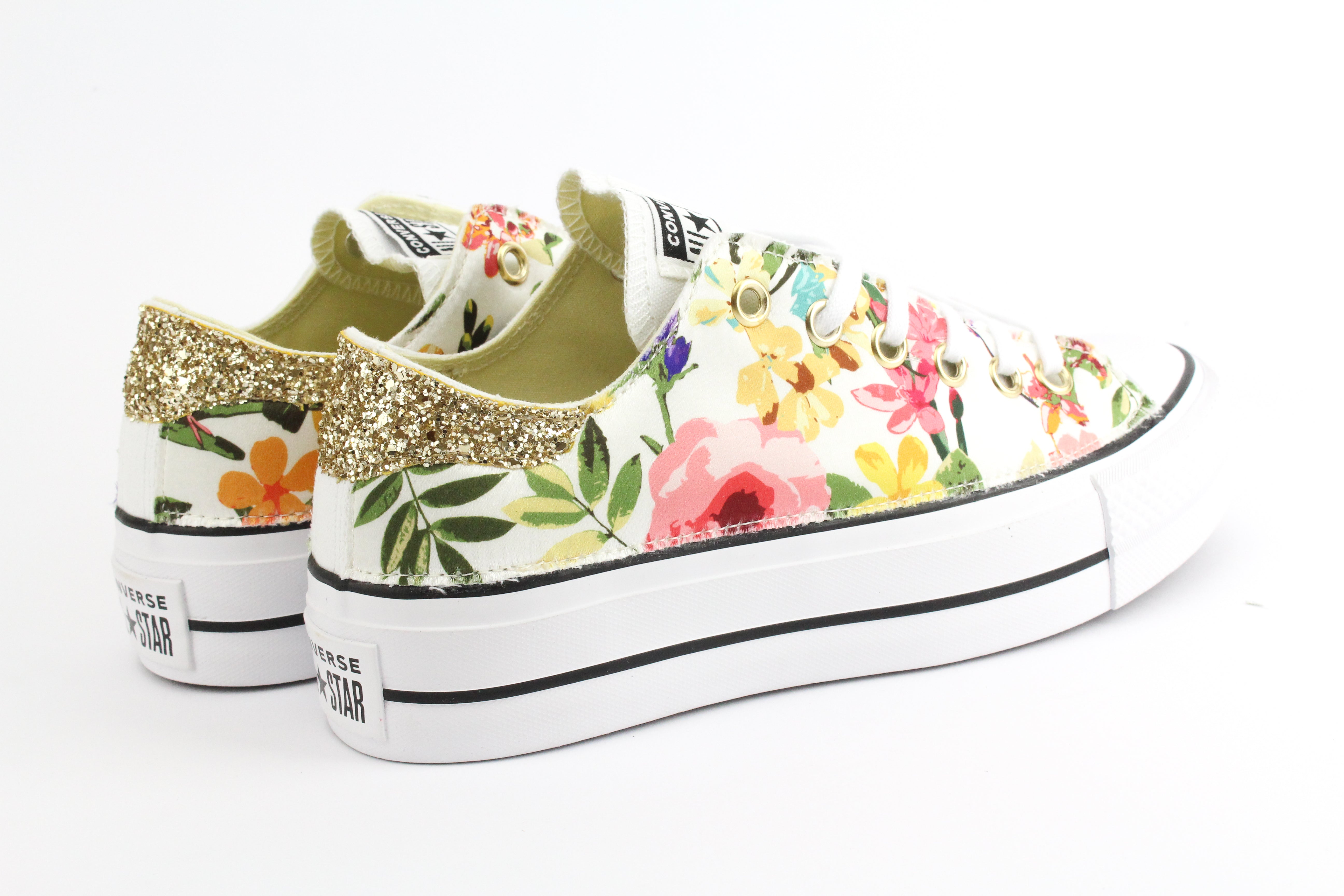 Converse All Star Platform Bassa Fiori & Glitter