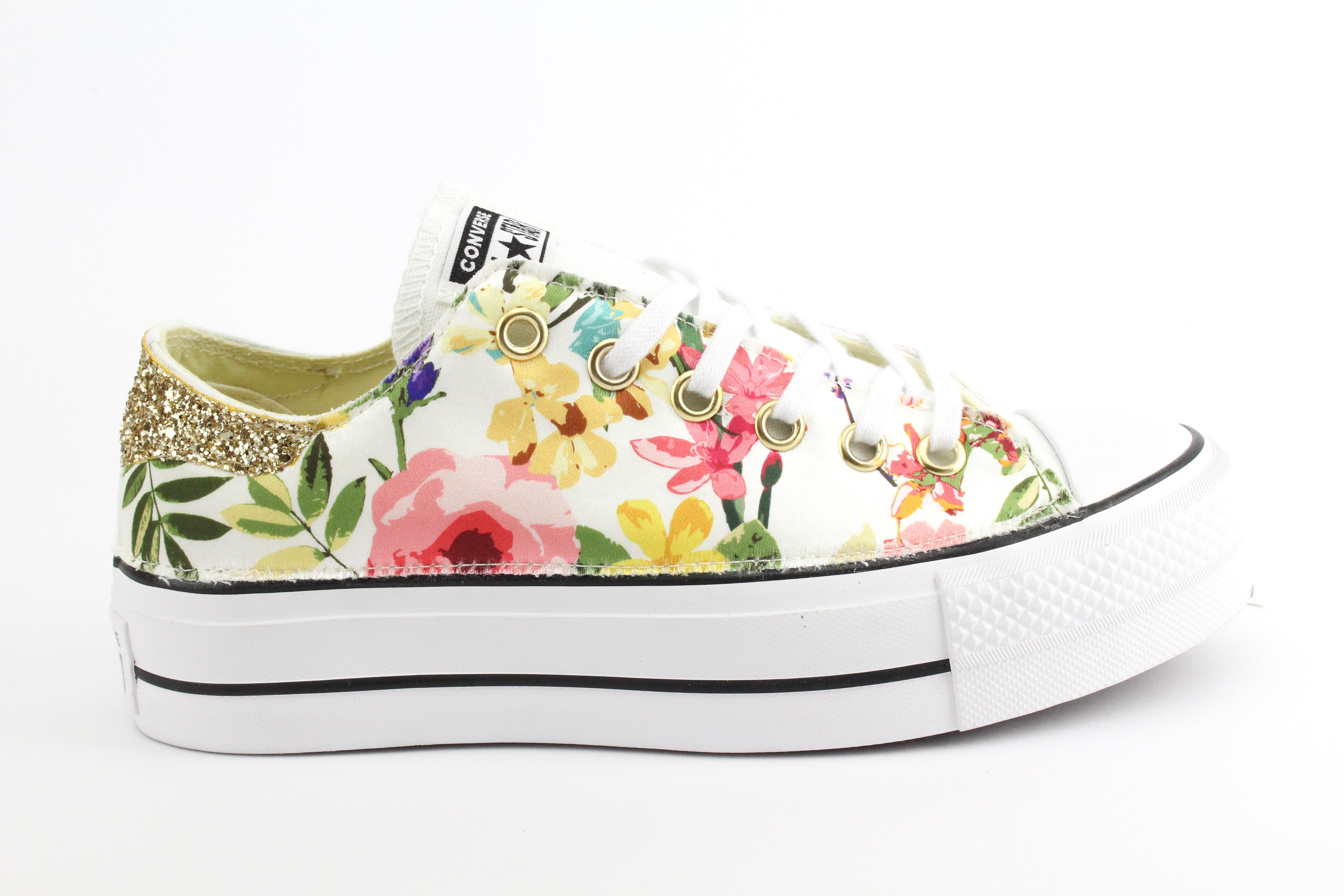 Converse All Star Platform Bassa Fiori & Glitter
