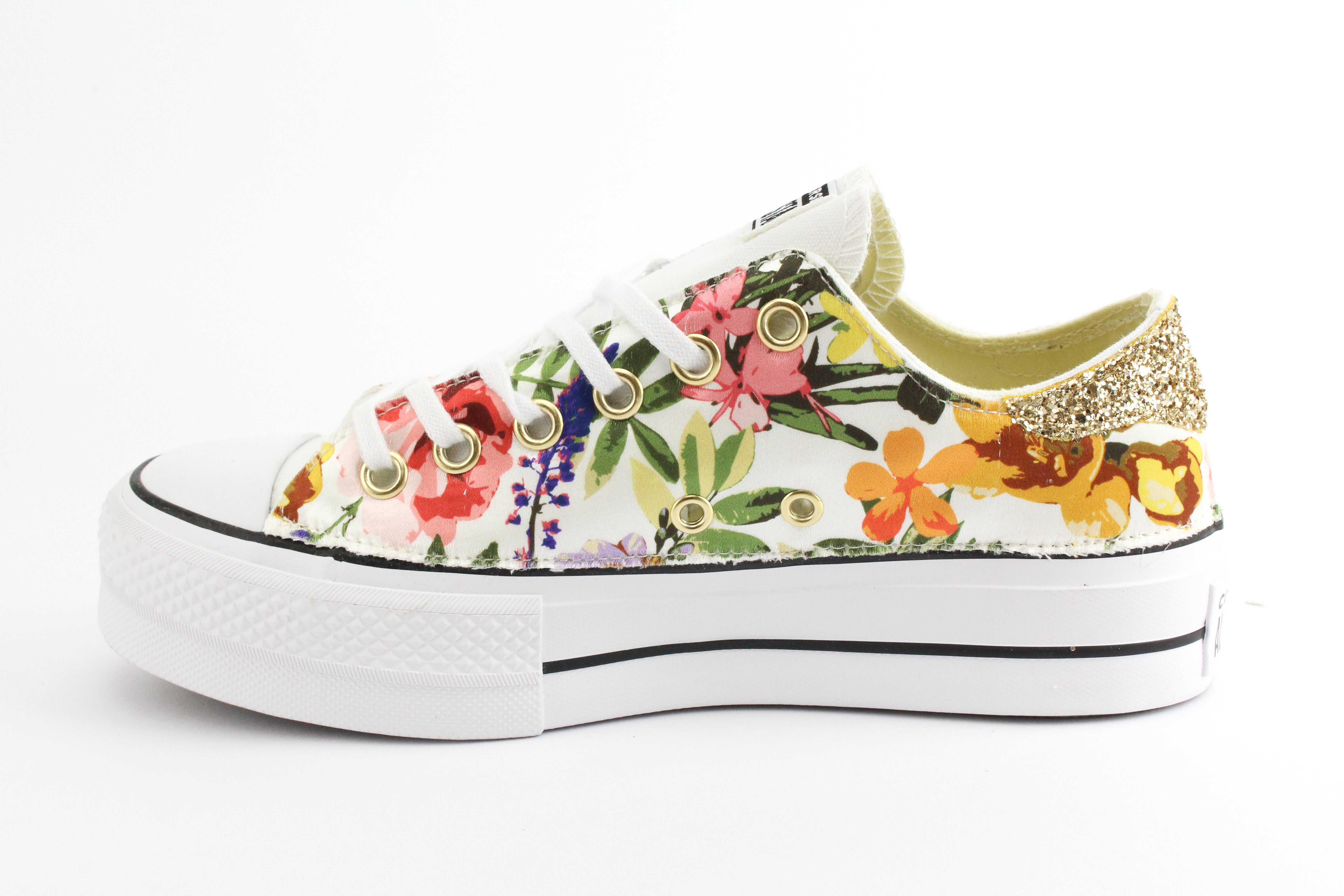 Converse All Star Platform Bassa Fiori & Glitter