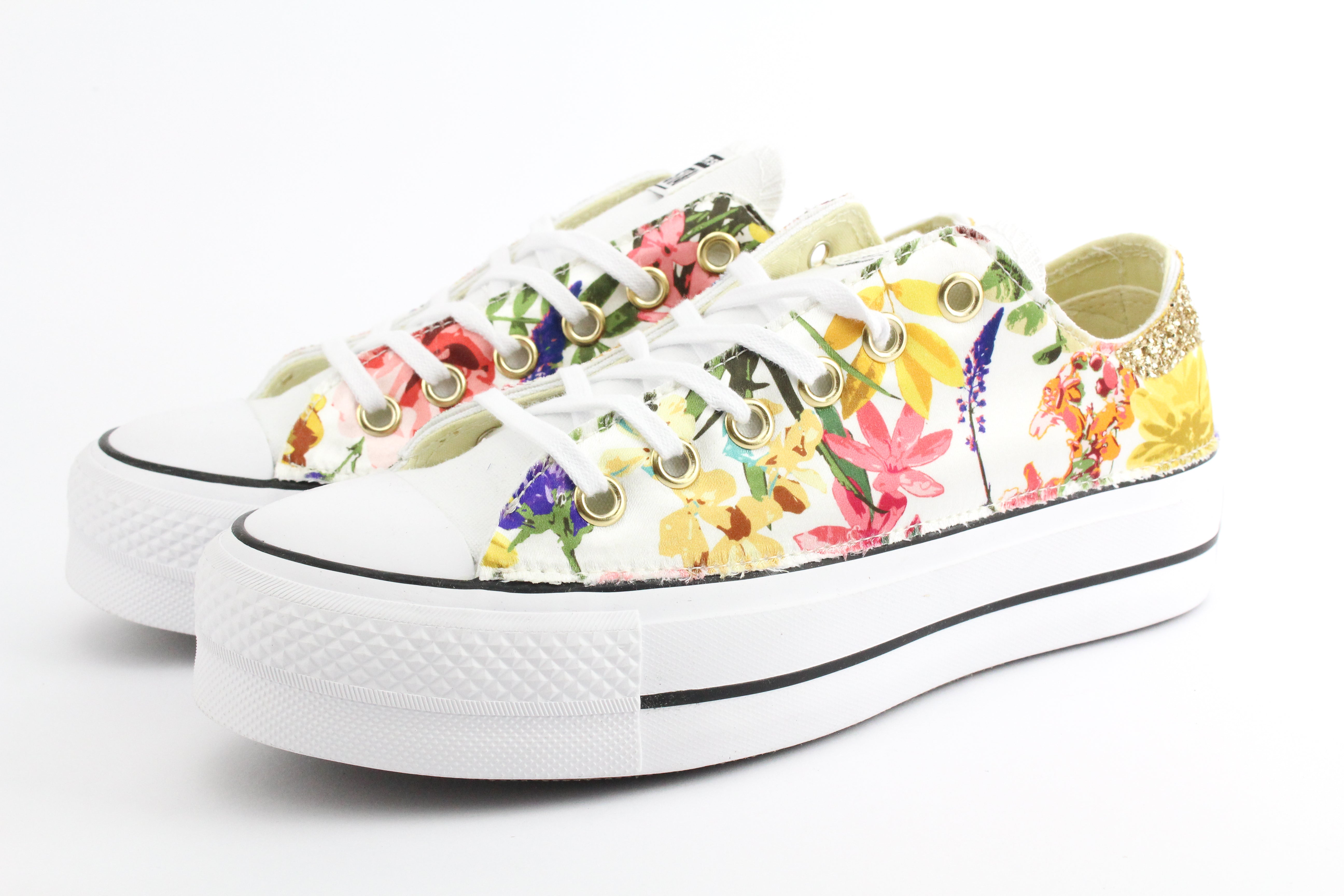 Converse All Star Platform Bassa Fiori & Glitter
