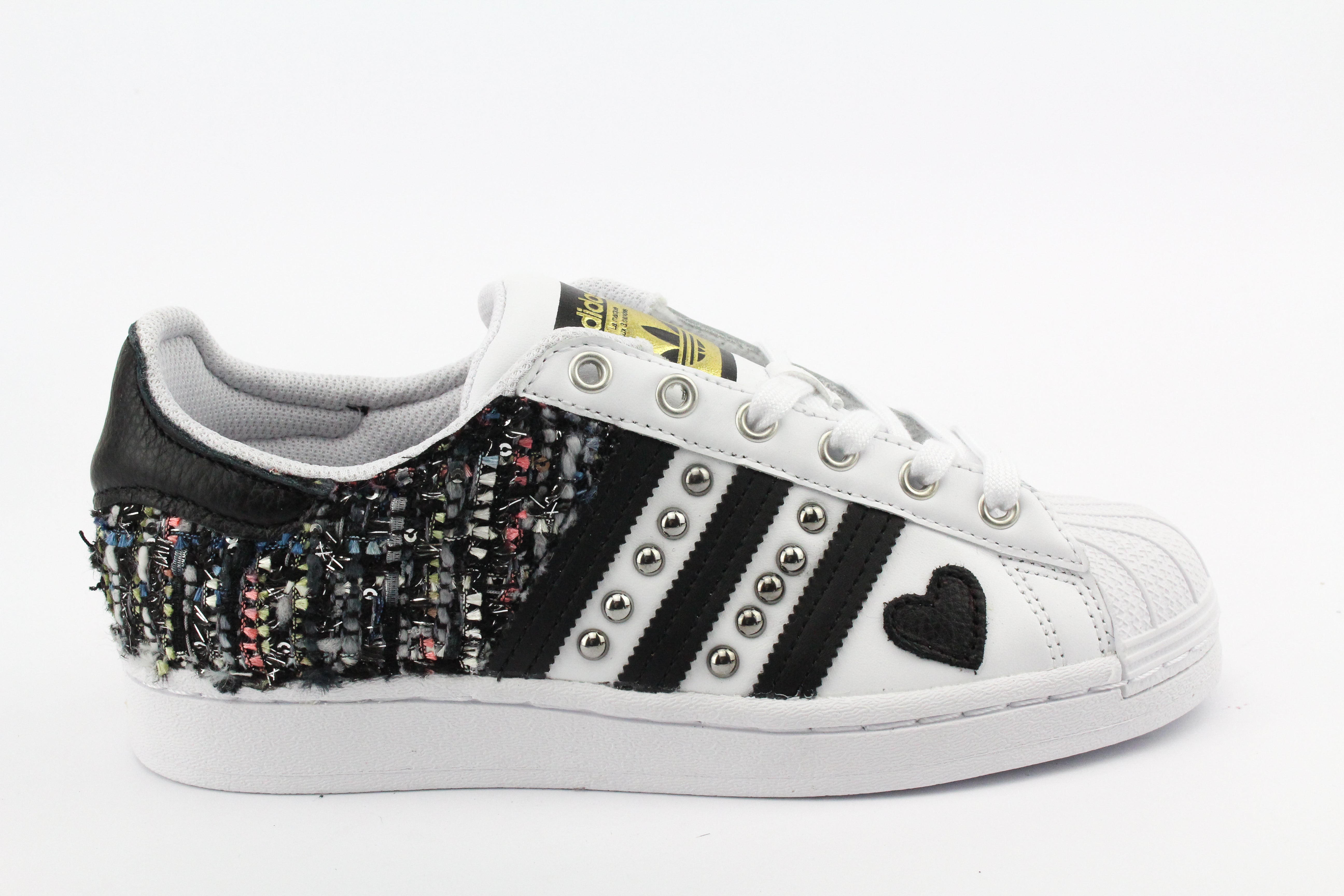Adidas Superstar Black Bouclè Borchie & Cuore