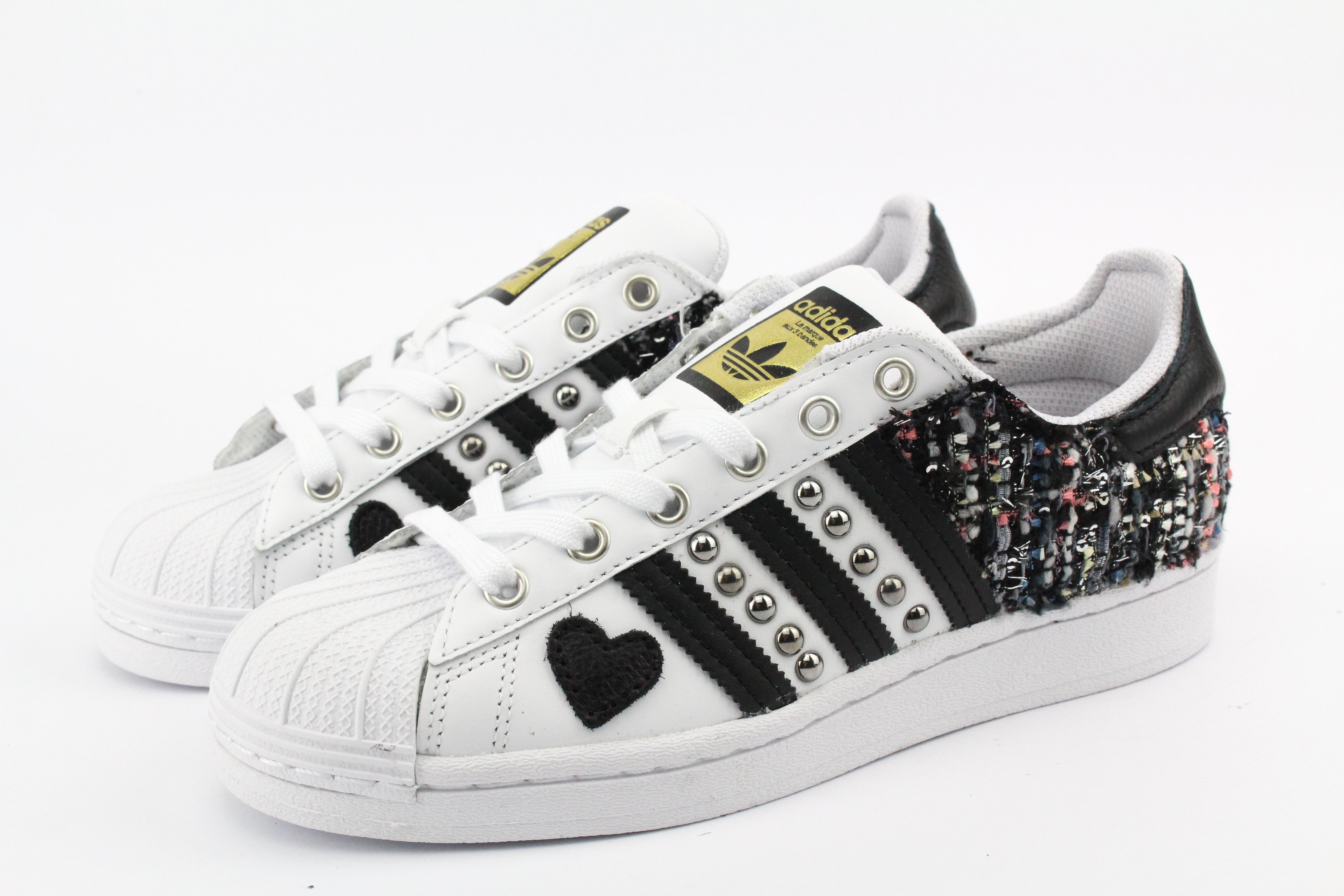 Adidas Superstar Black Bouclè Borchie & Cuore