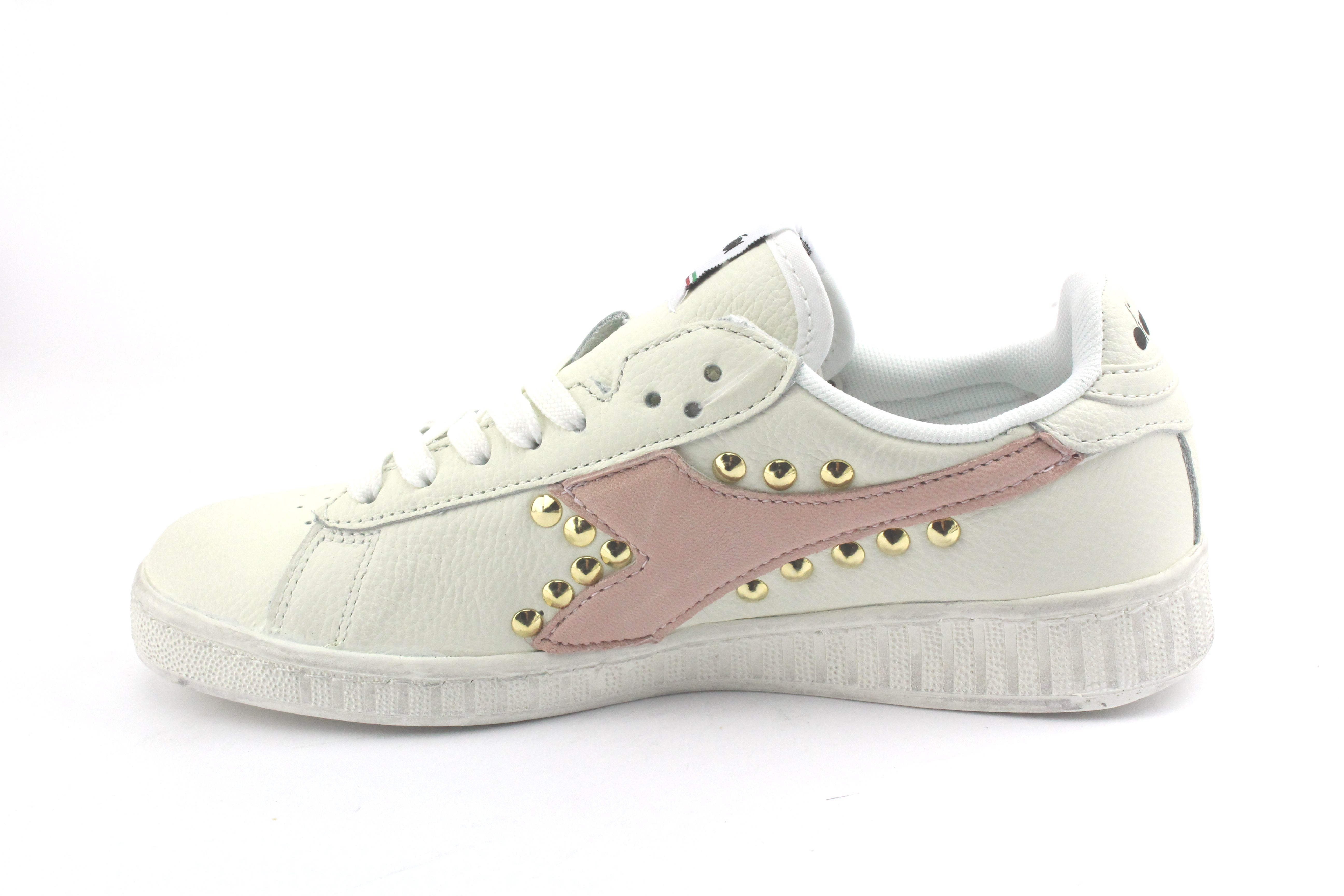 Diadora Game L High Waxed Rosa & borchie Oro