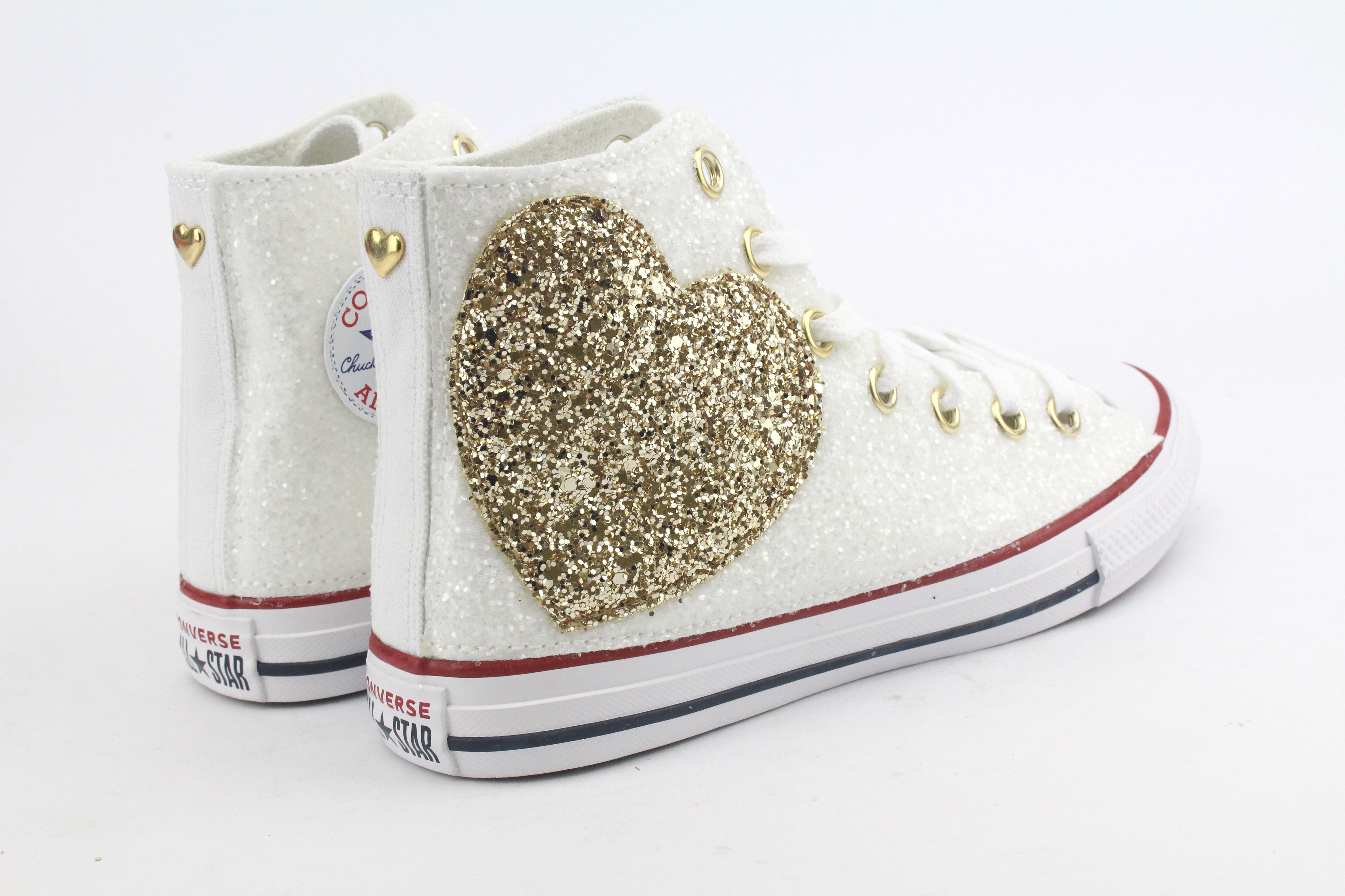 Converse All Star White Cuore Glitter Oro
