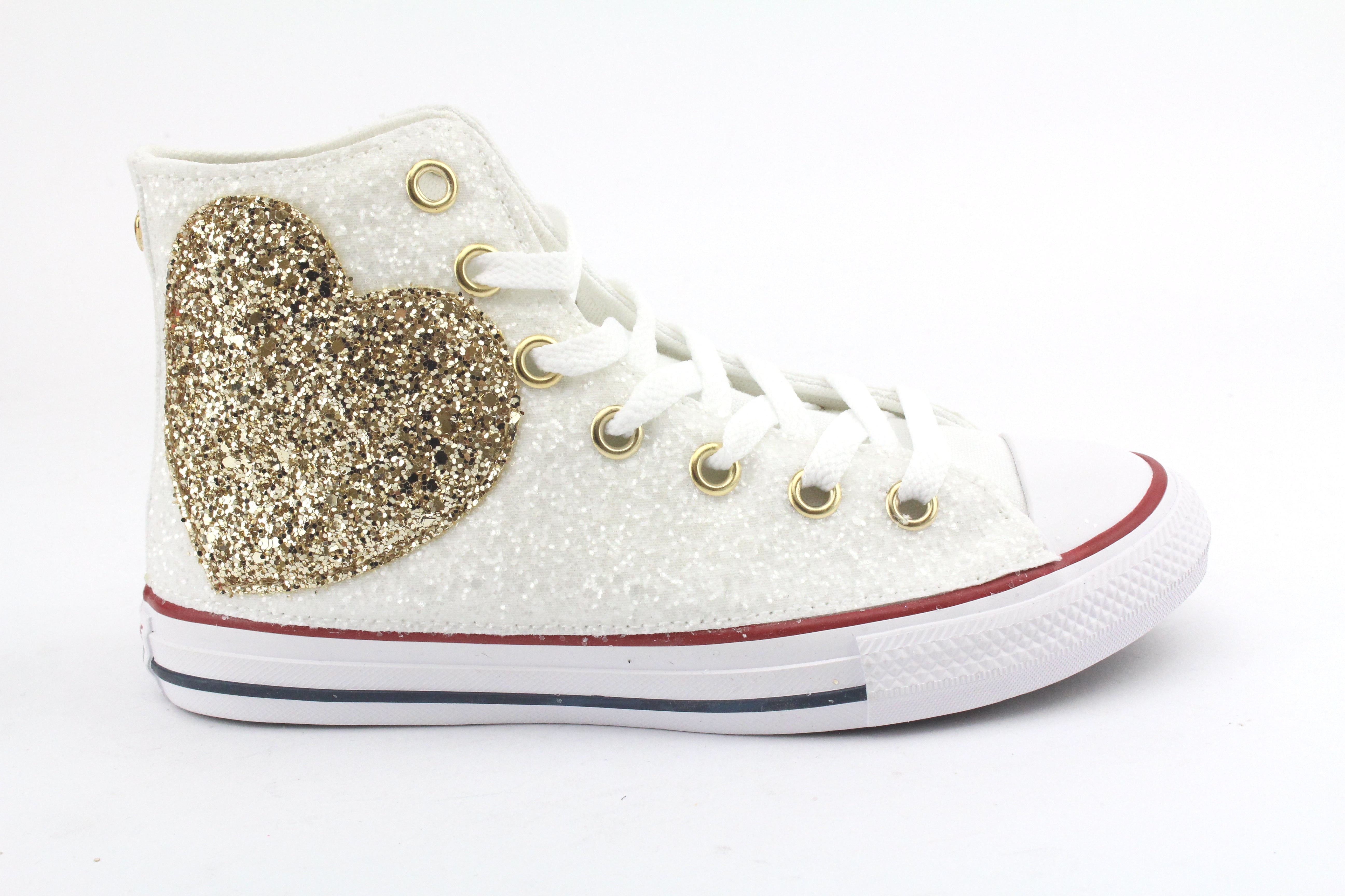 Converse All Star White Cuore Glitter Oro