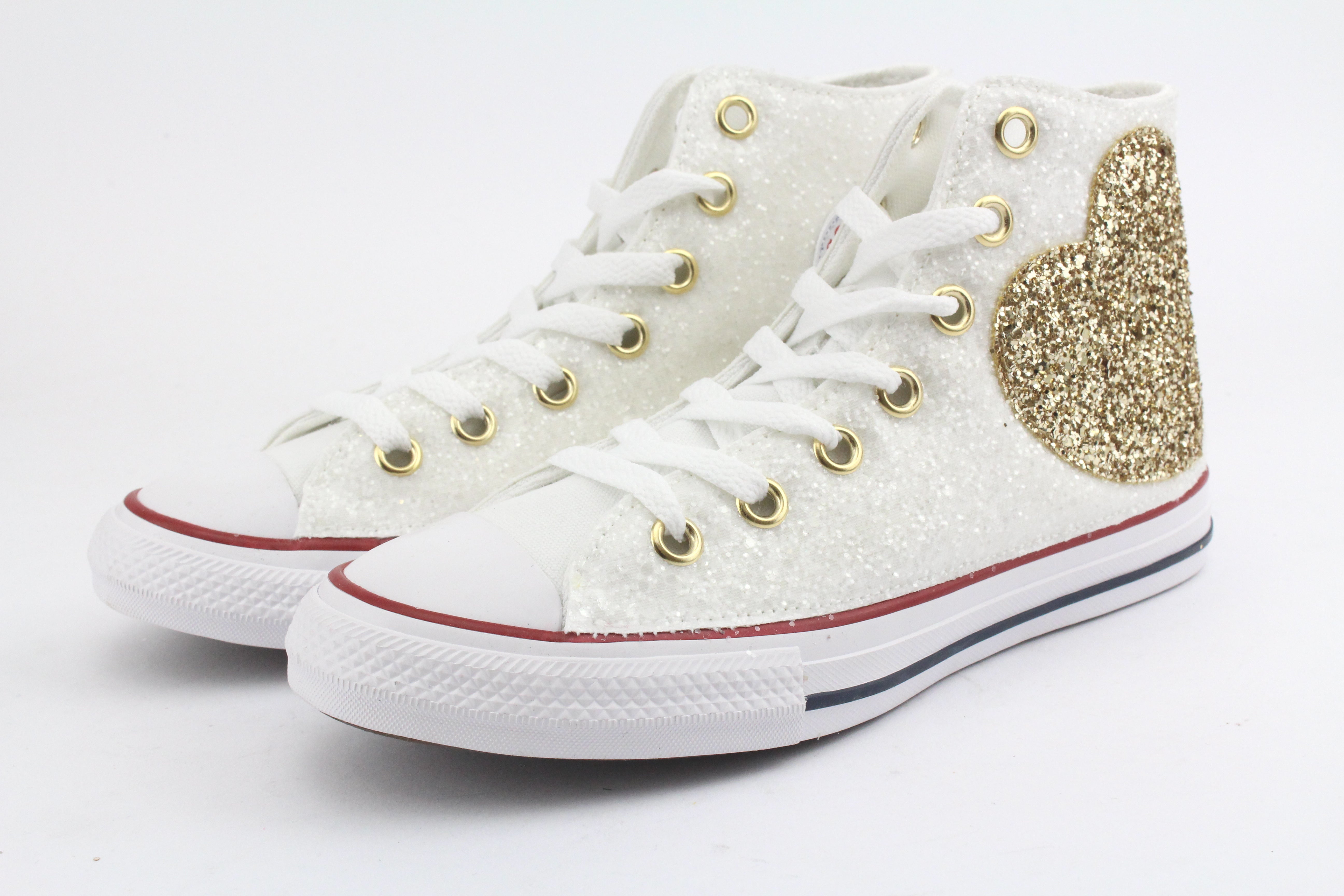 Converse All Star White Cuore Glitter Oro