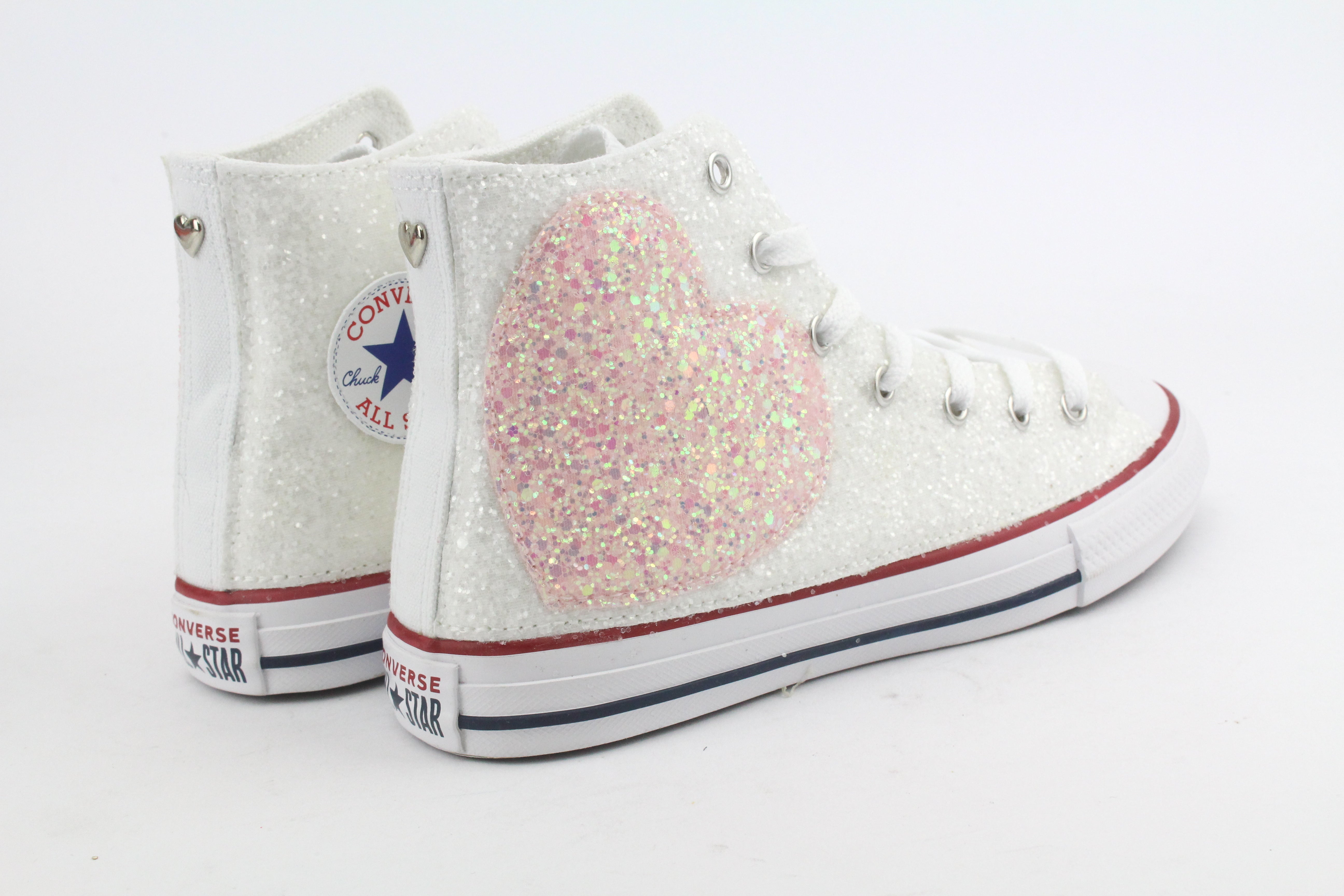 Converse All Star White Cuore Glitter Rosa