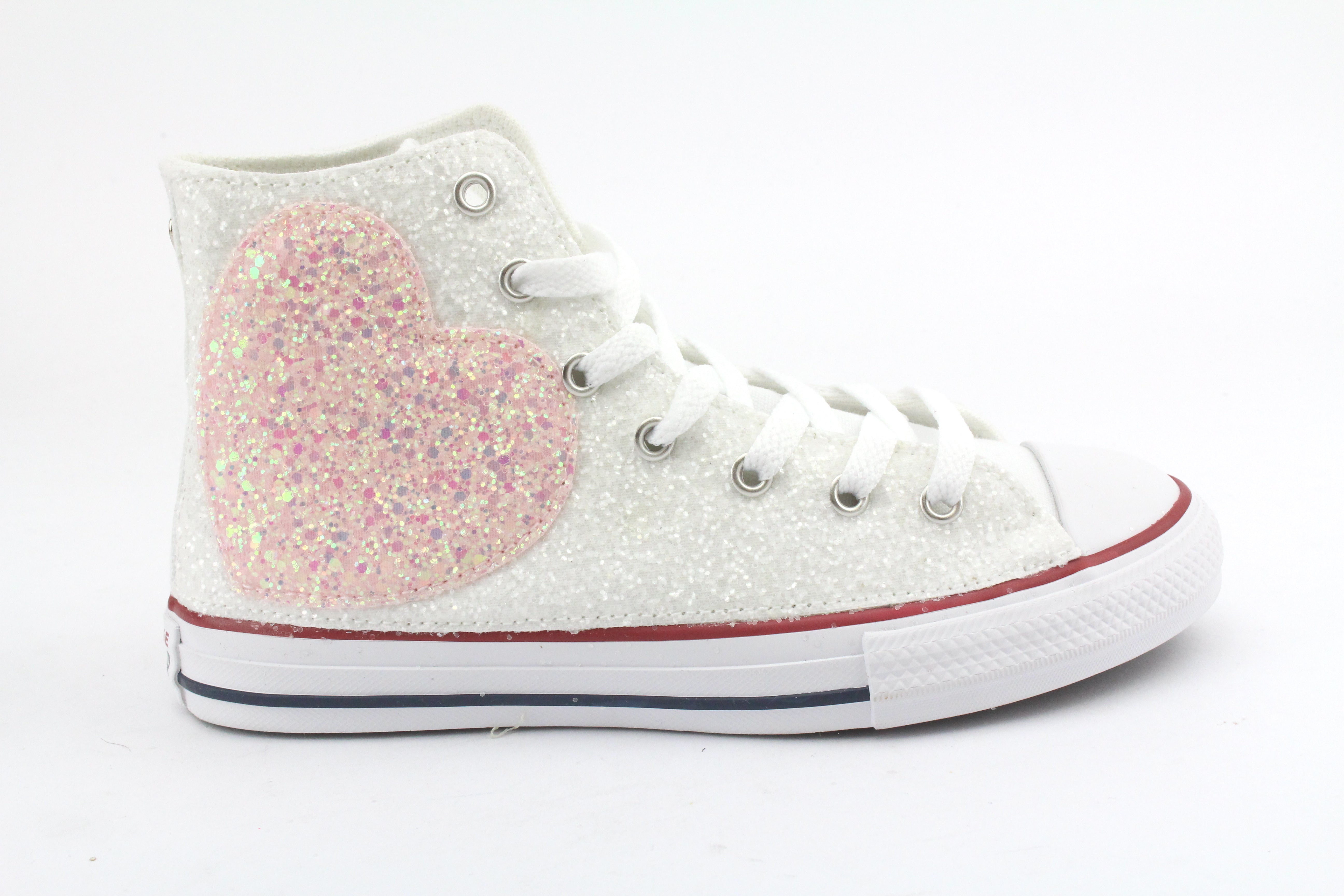 Converse All Star White Cuore Glitter Rosa
