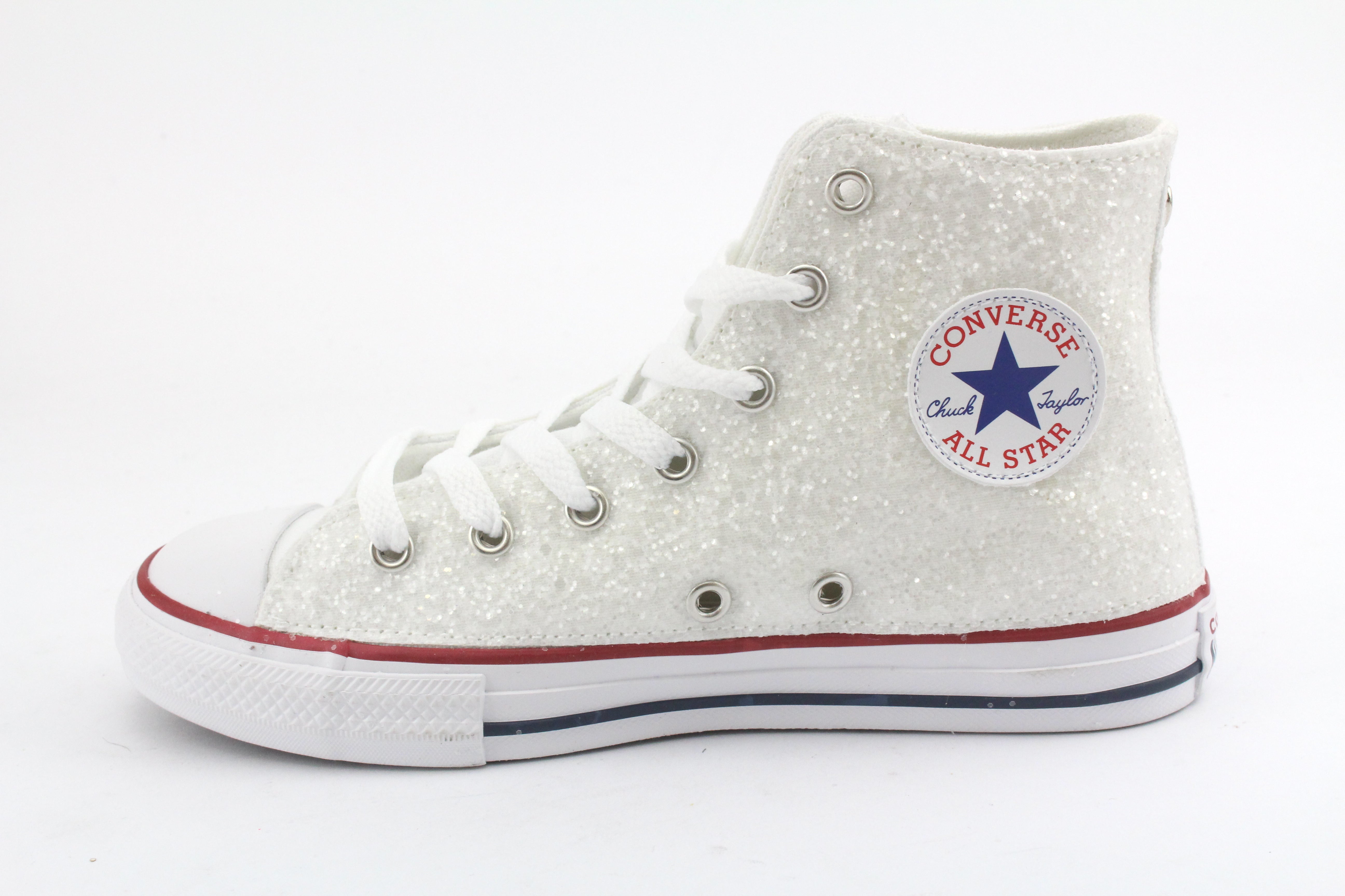Converse All Star White Cuore Glitter Rosa