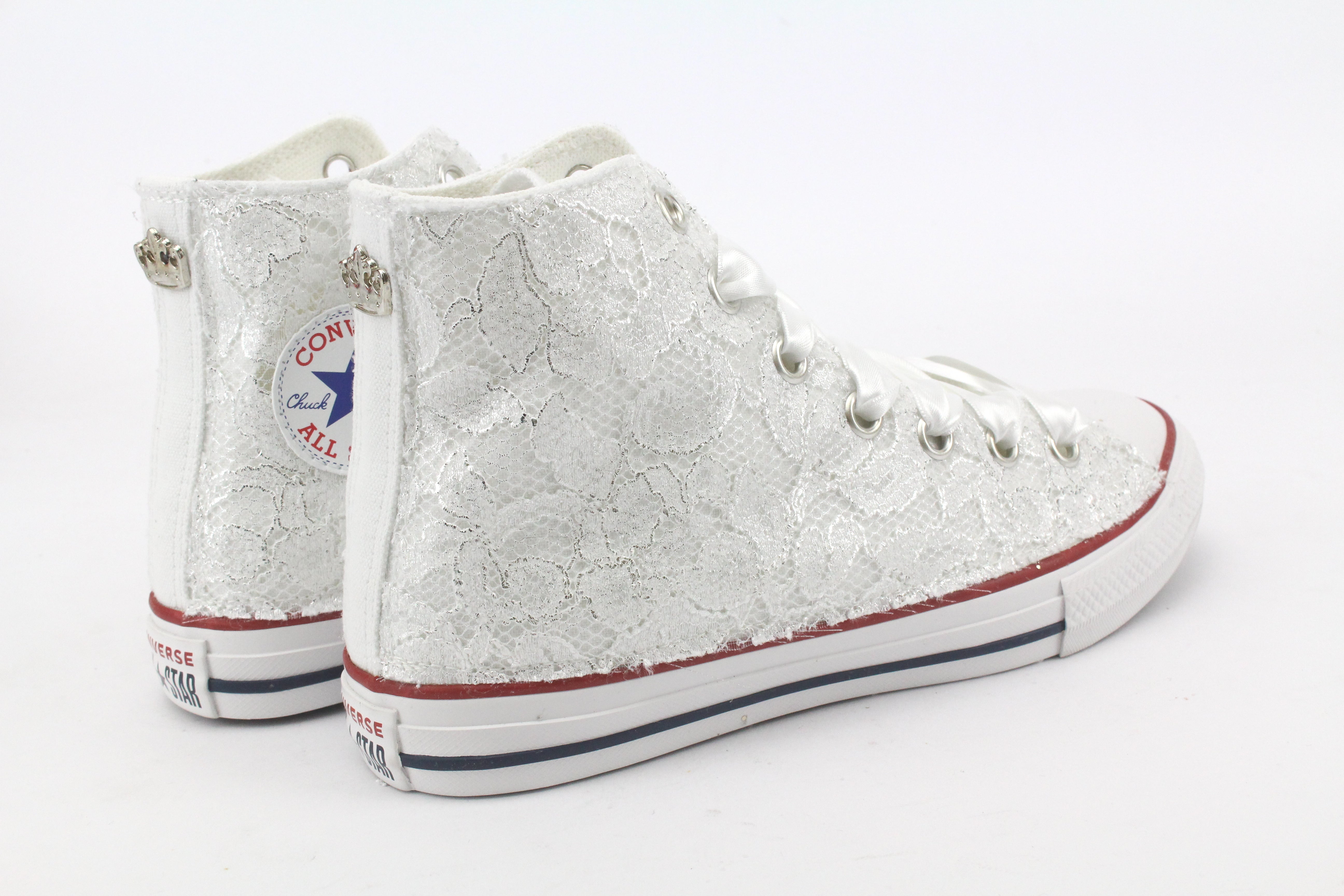 Converse All Star White Pizzo Bianco & Lacci in Raso