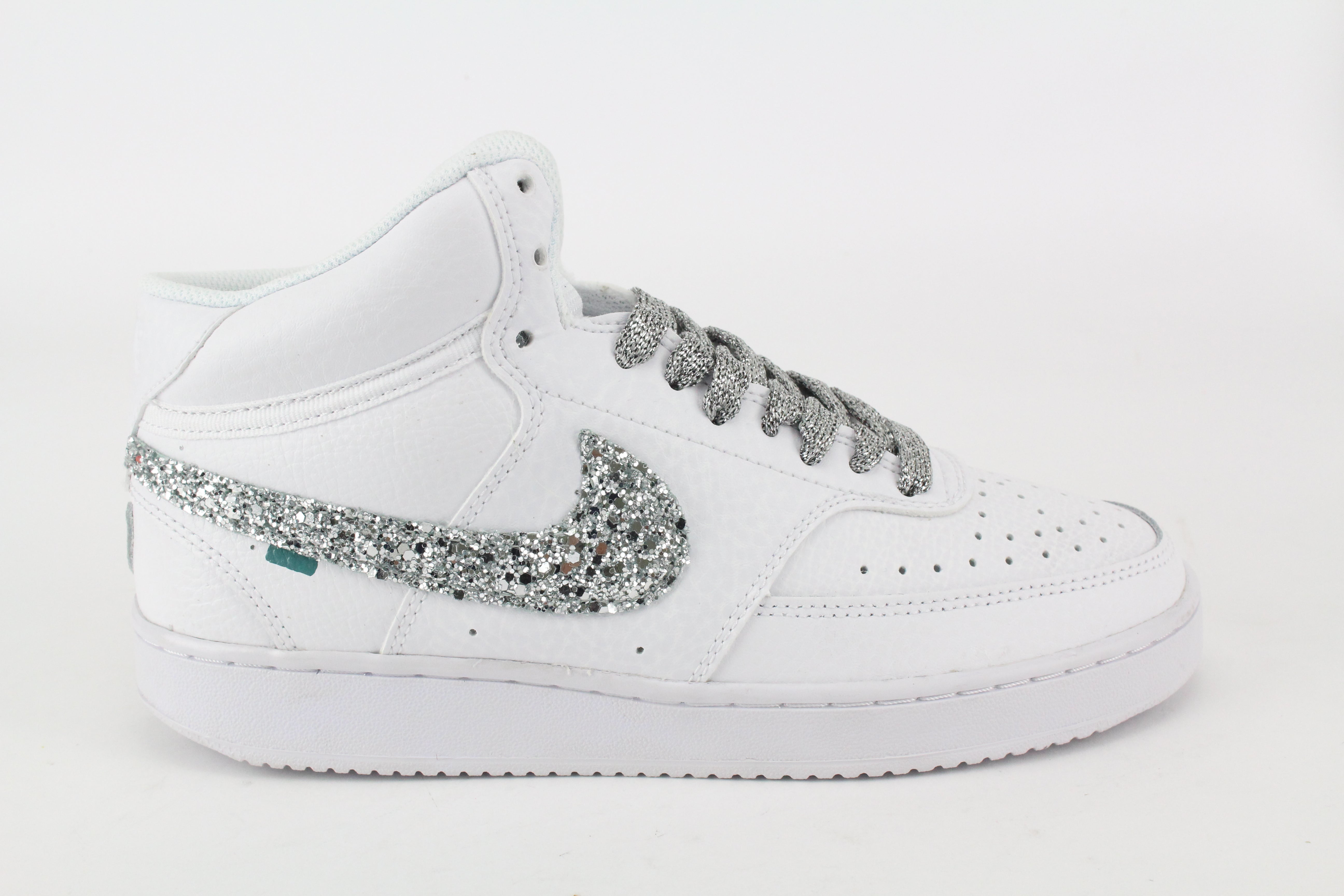 Nike Court Vision MID Glitter Silver & Ricamo