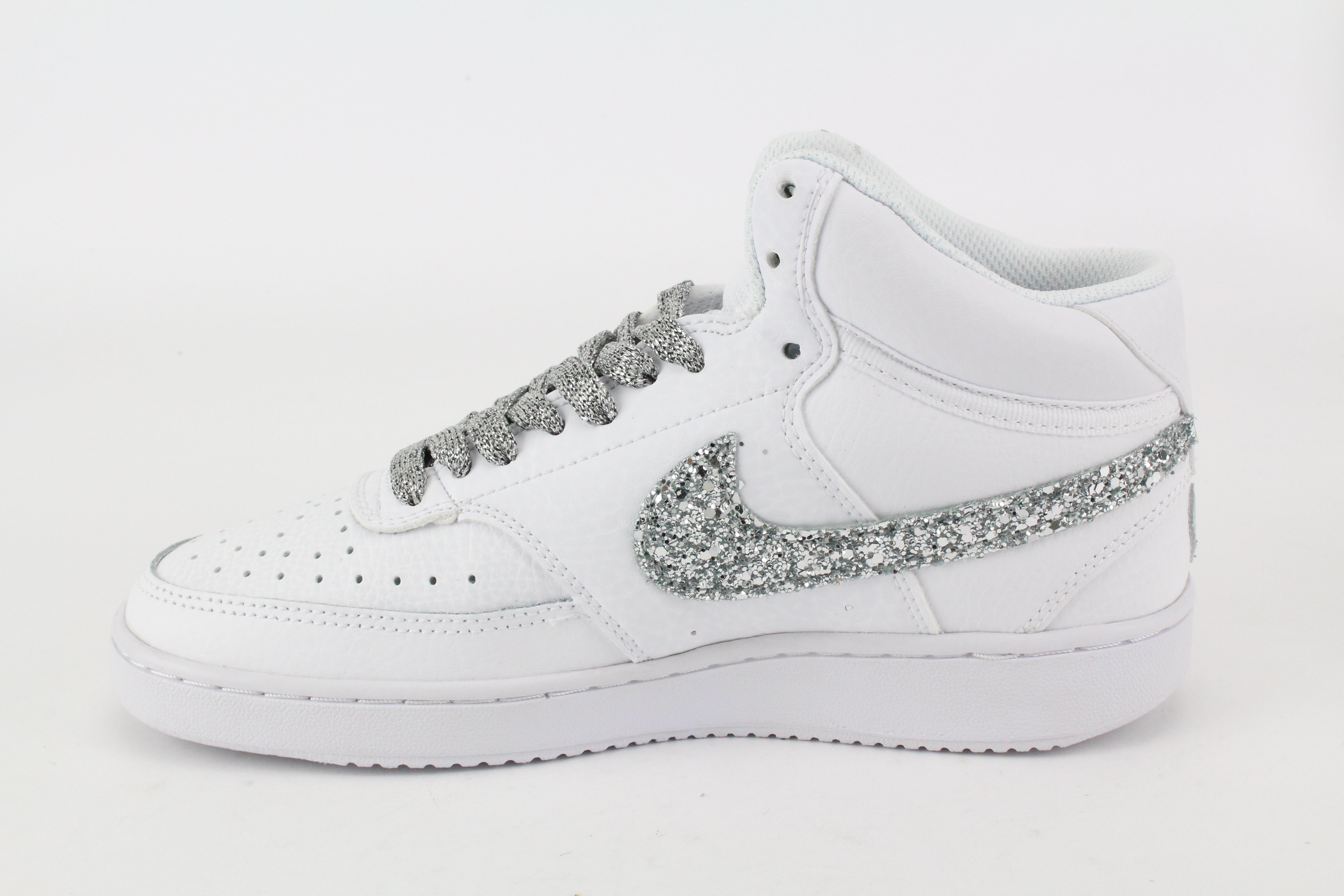 Nike Court Vision MID Glitter Silver & Ricamo