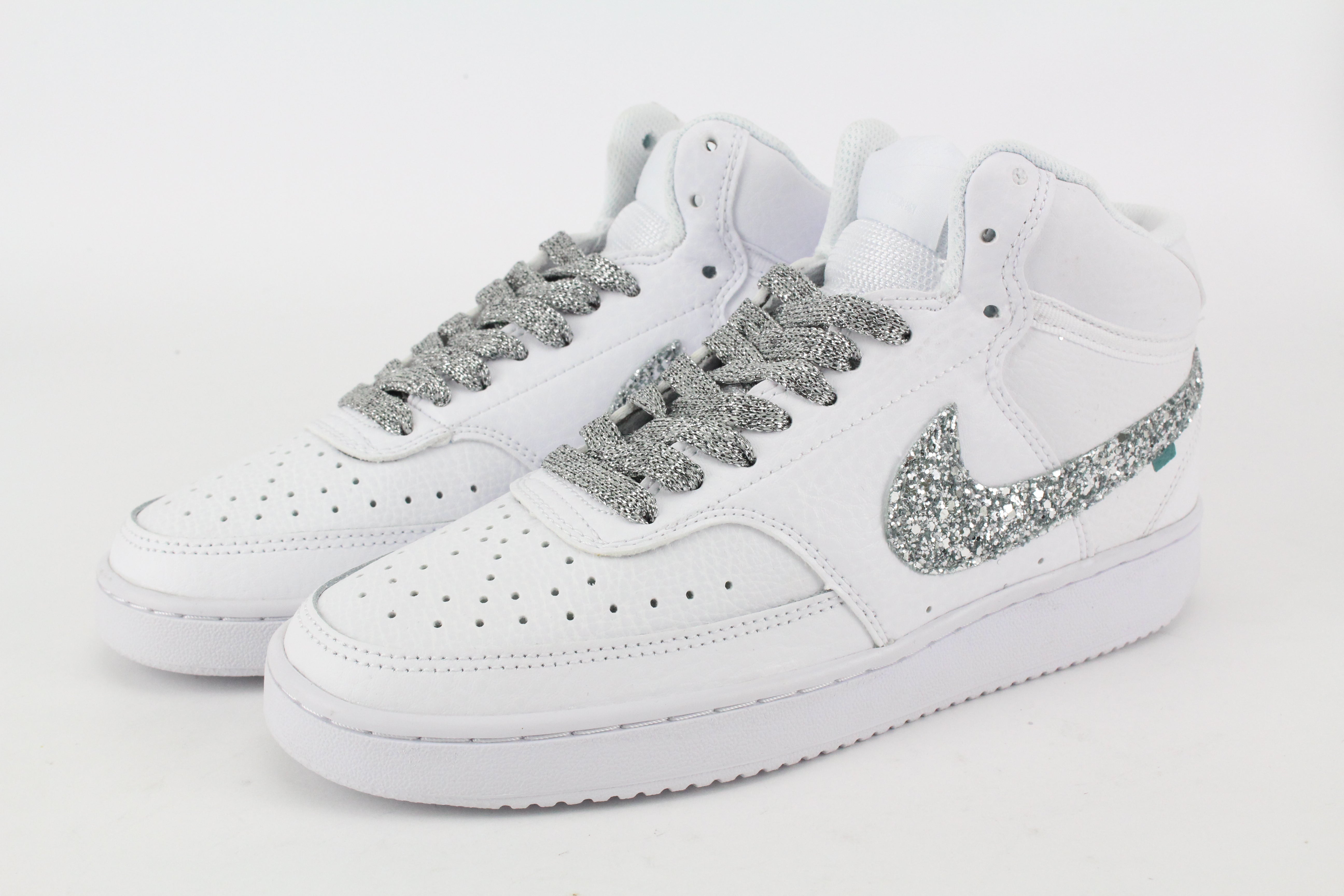 Nike Court Vision MID Glitter Silver & Ricamo