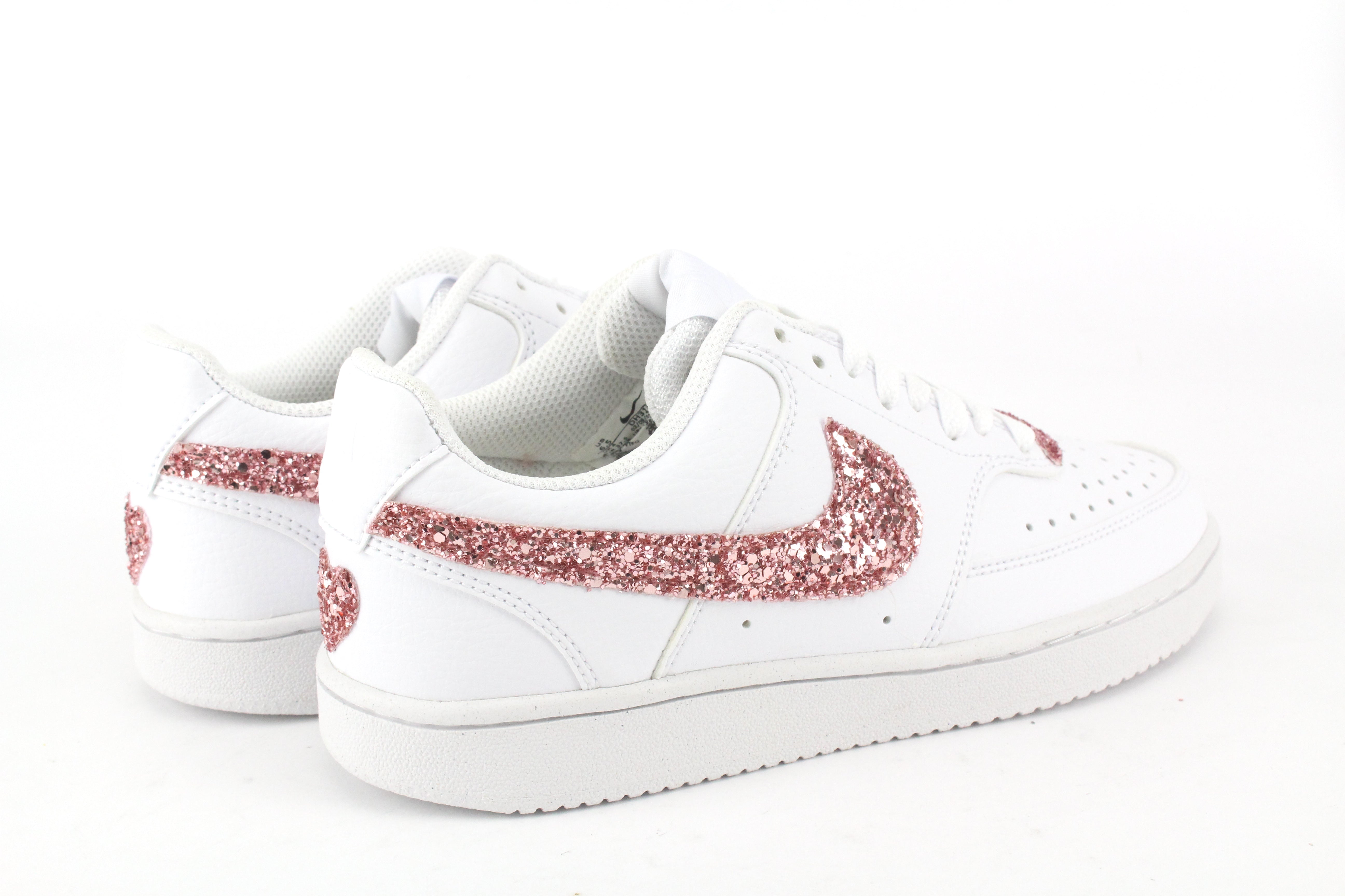 Nike Court Vision Low Pink Glitter e cuore