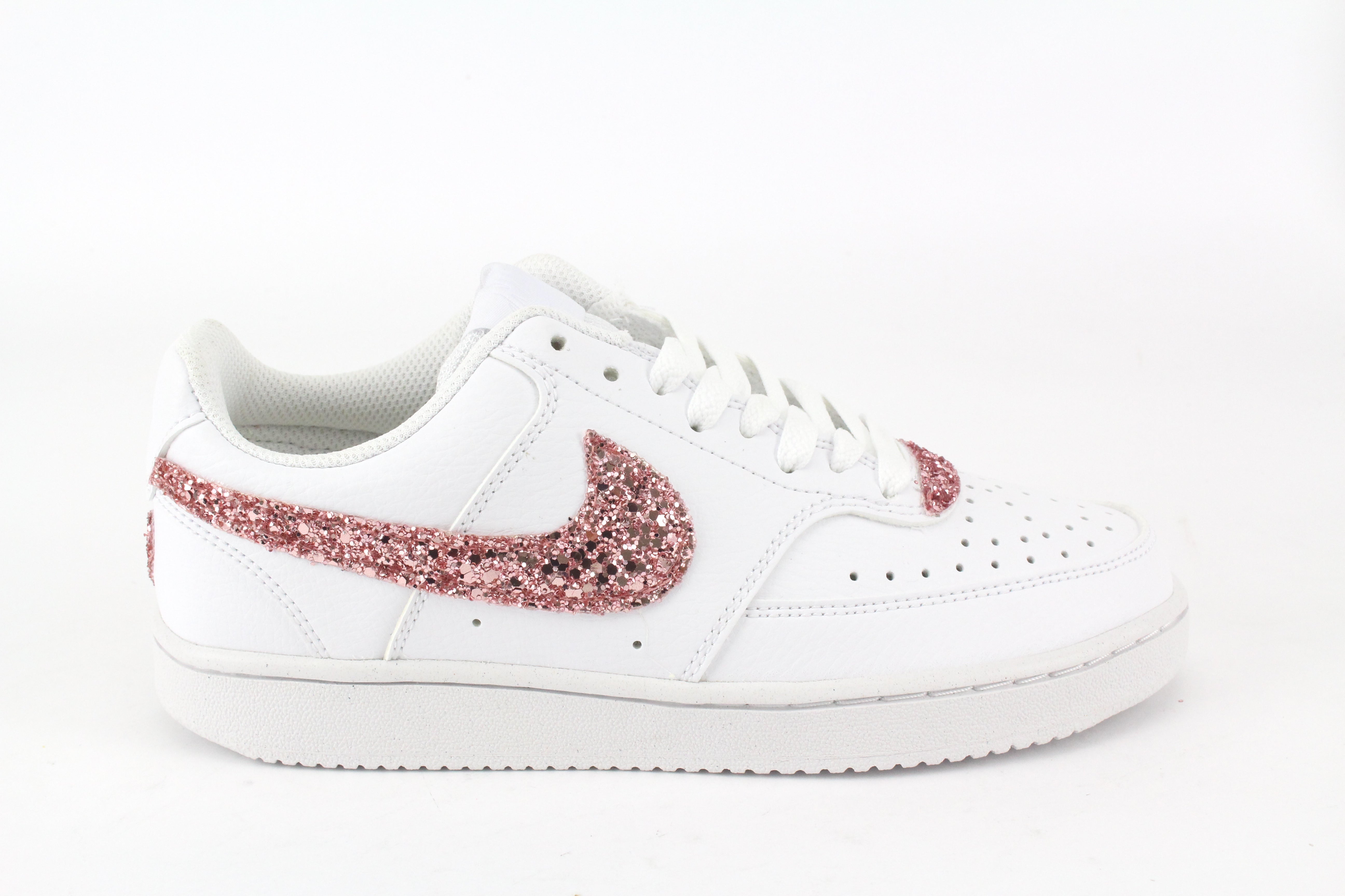 Nike Court Vision Low Pink Glitter e cuore