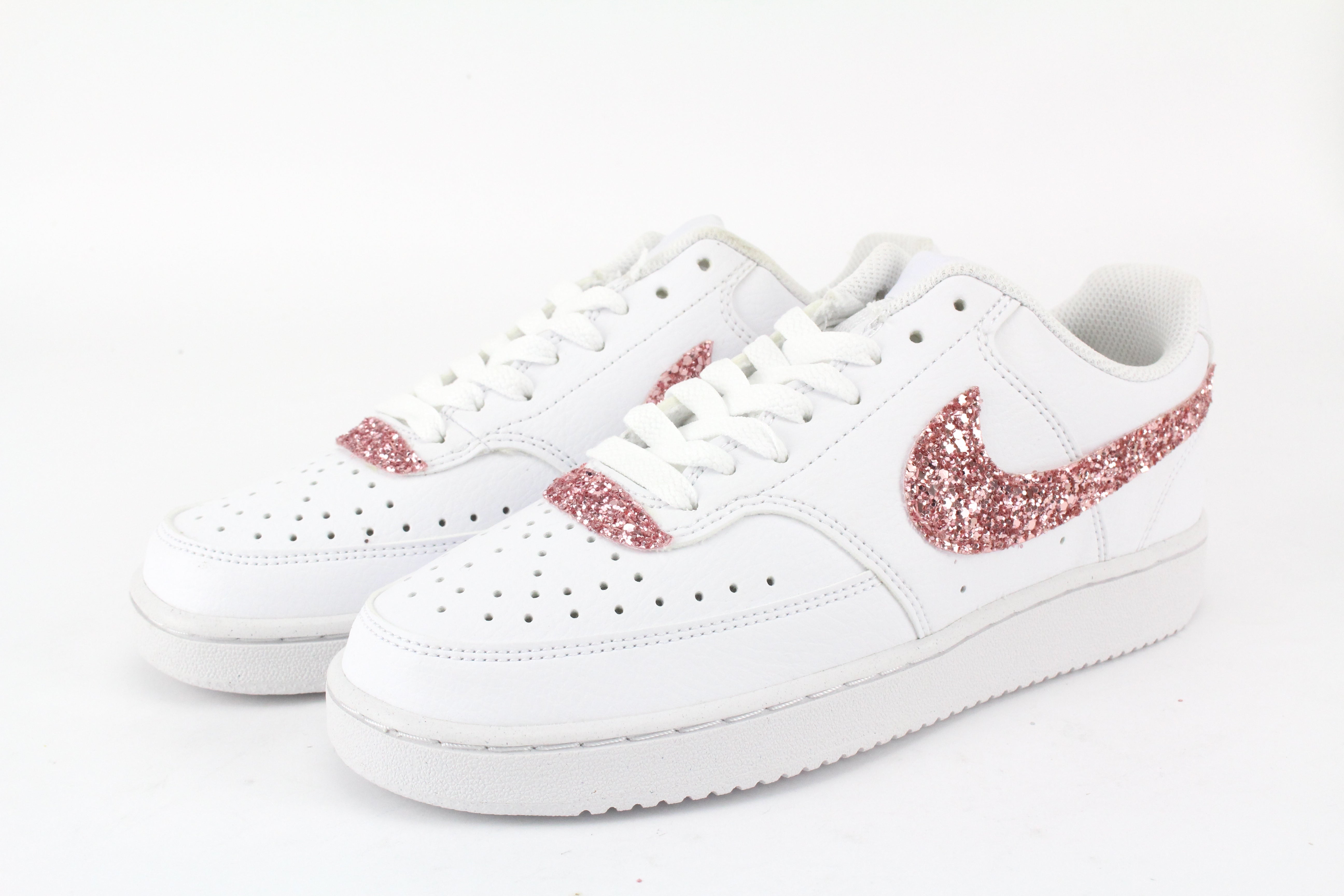 Nike Court Vision Low Pink Glitter e cuore