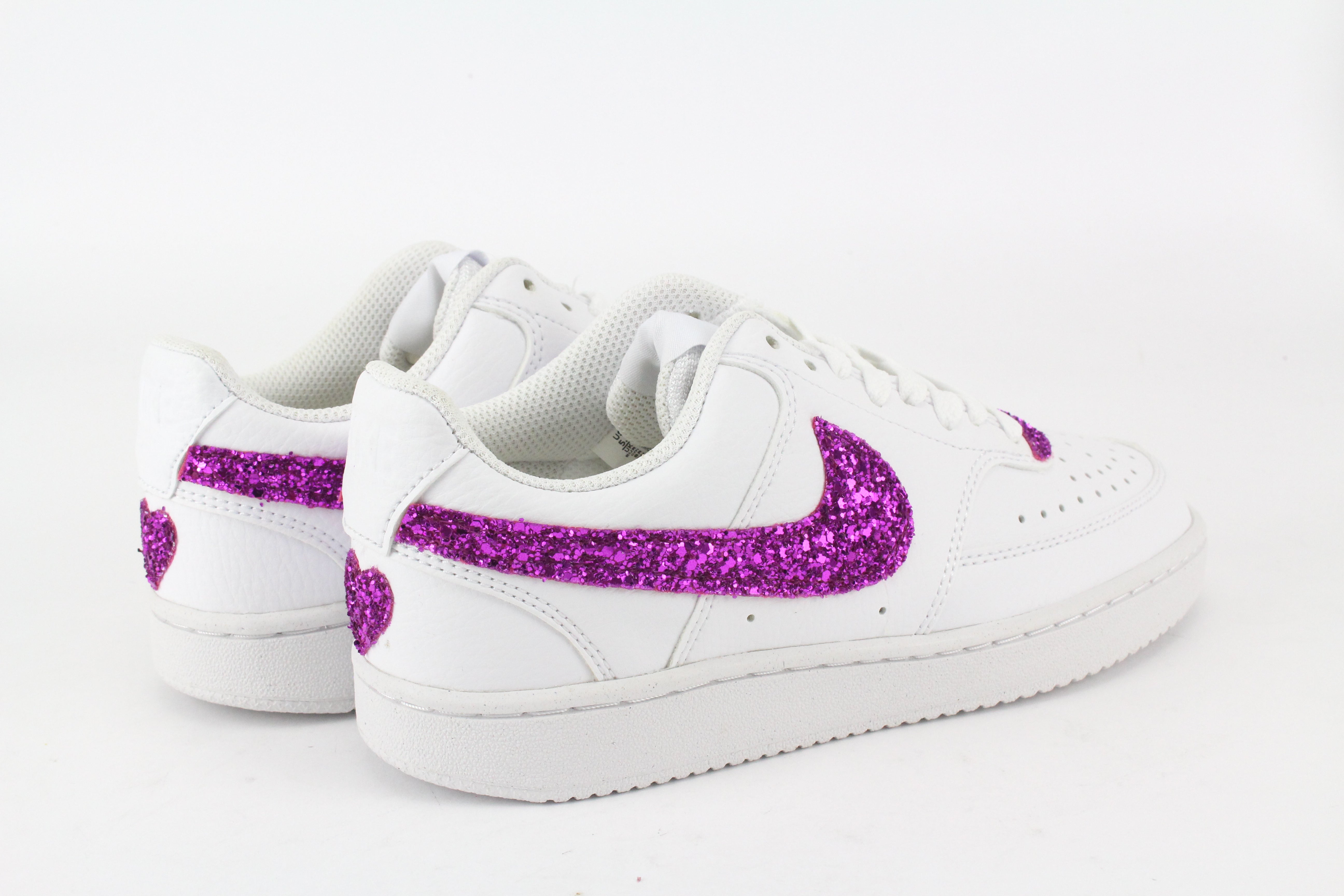 Nike Court Vision Low Fuxia Glitter e cuore