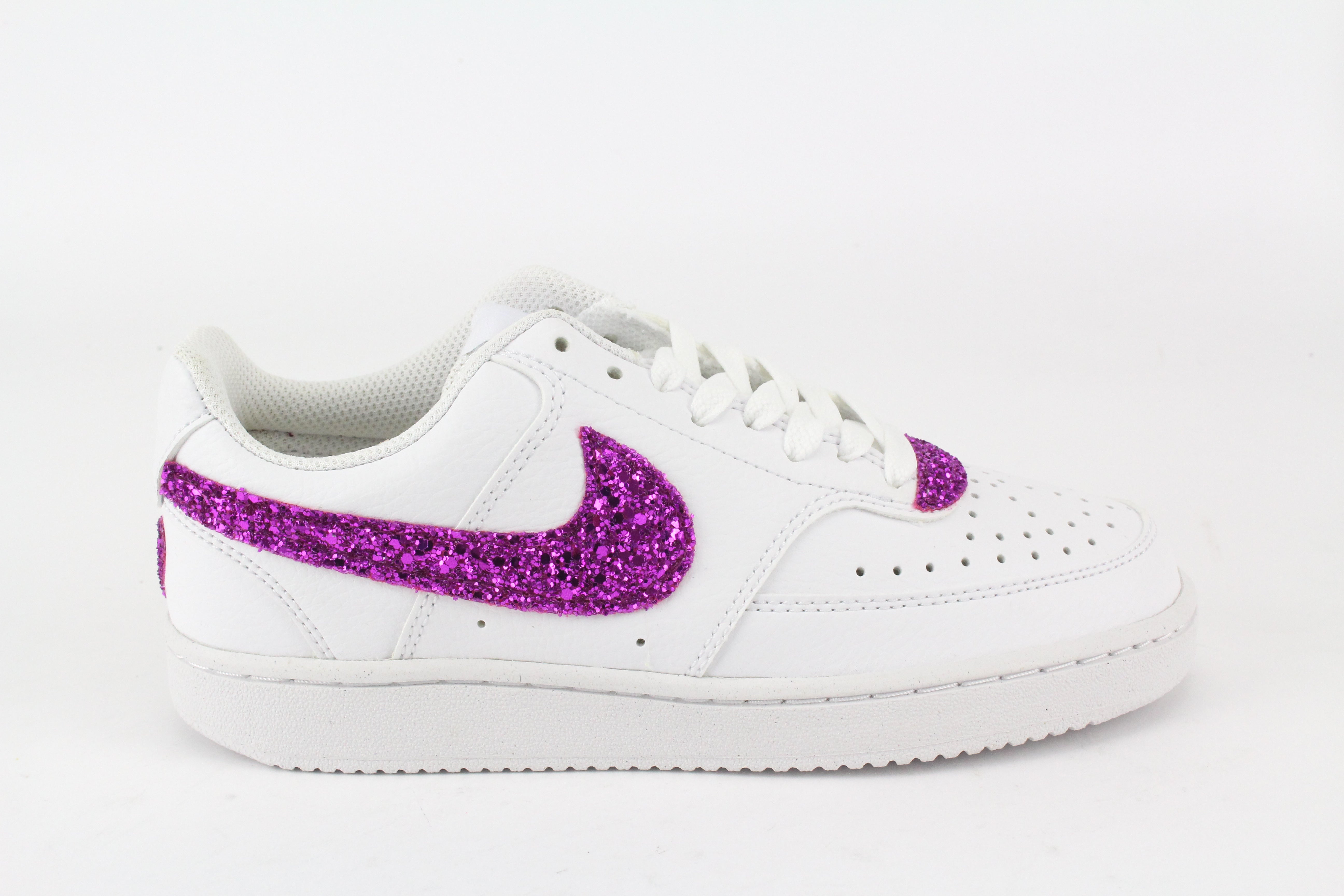 Nike Court Vision Low Fuxia Glitter e cuore