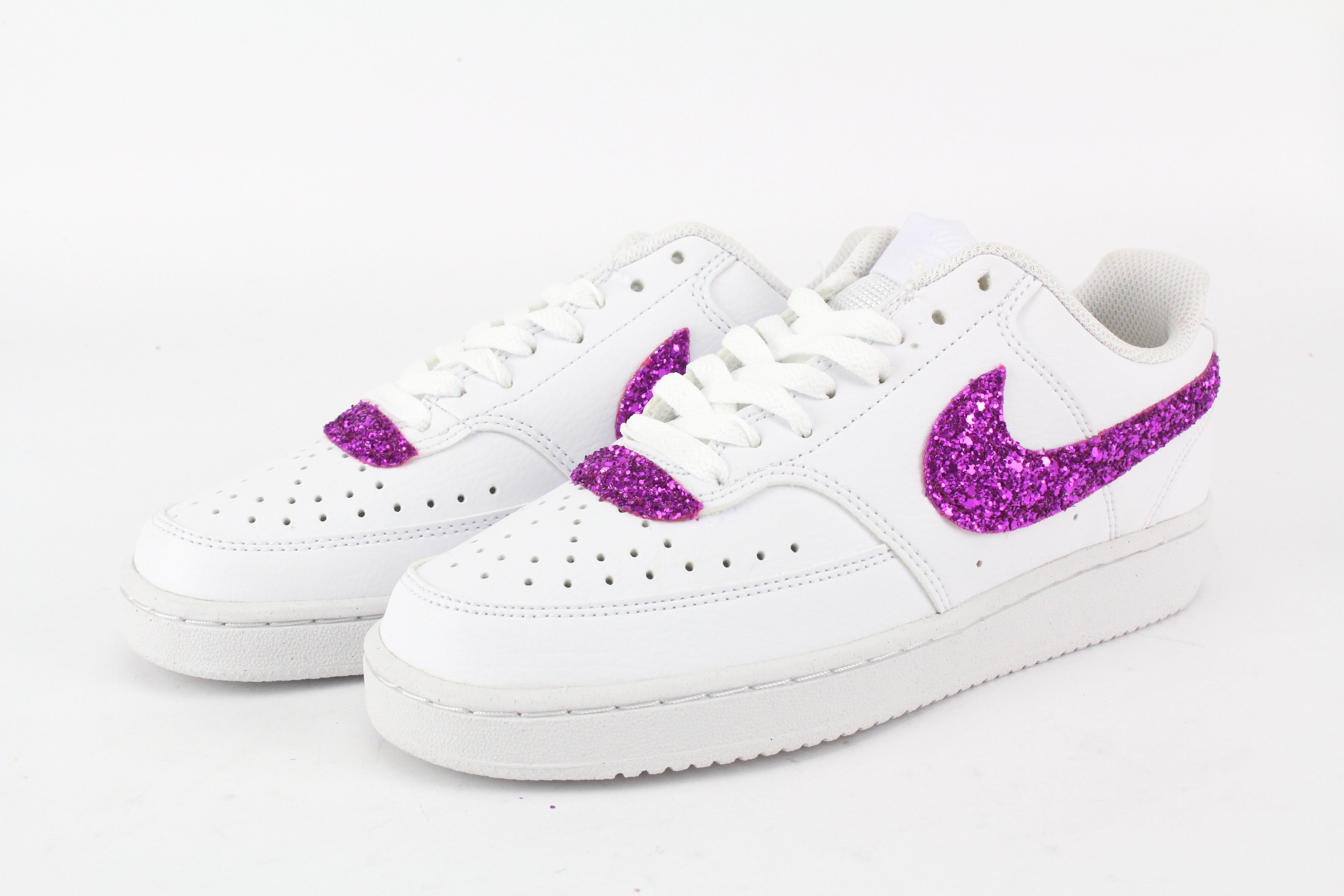 Nike Court Vision Low Fuxia Glitter e cuore