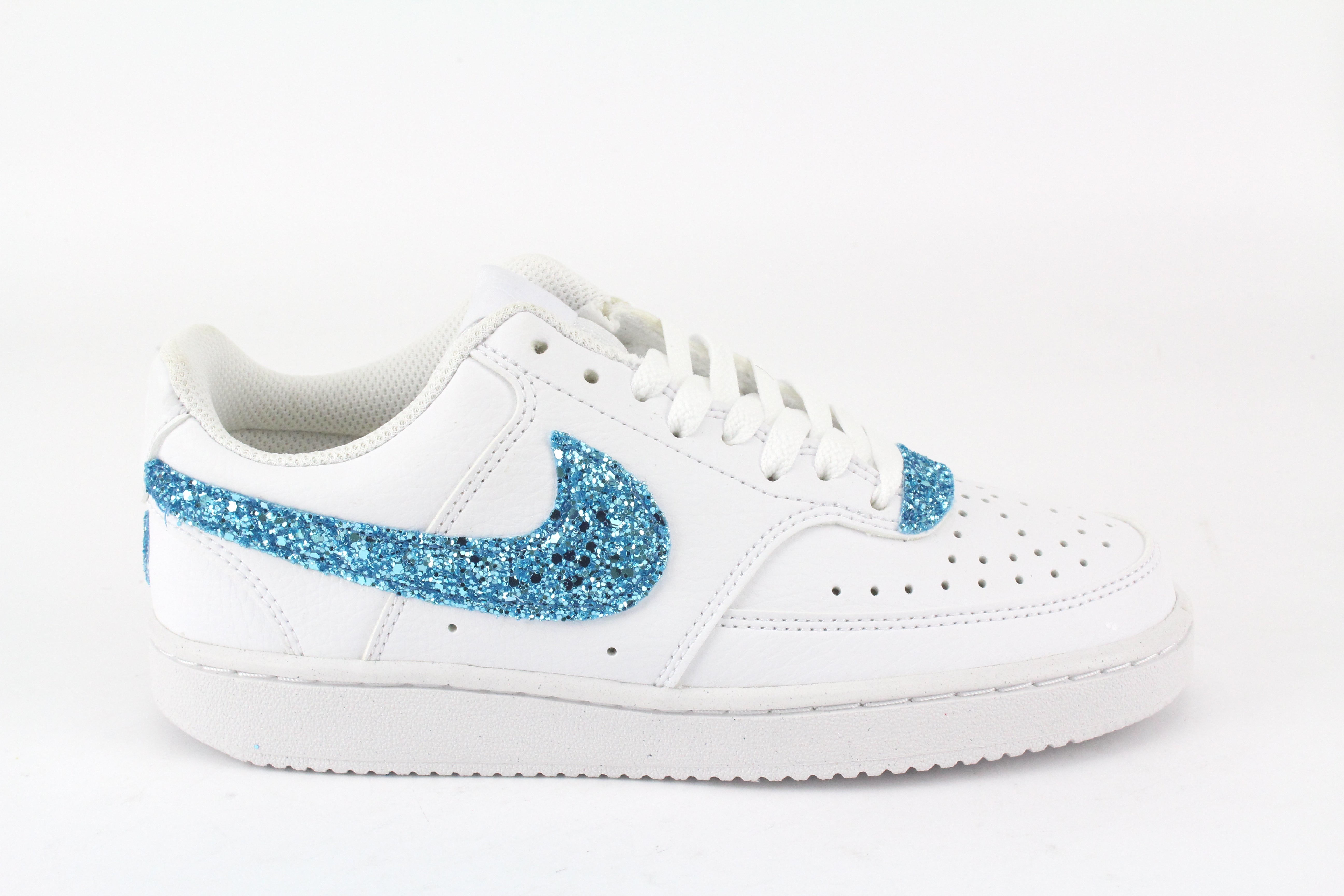 Nike Court Vision Low Azzurro Glitter e cuore