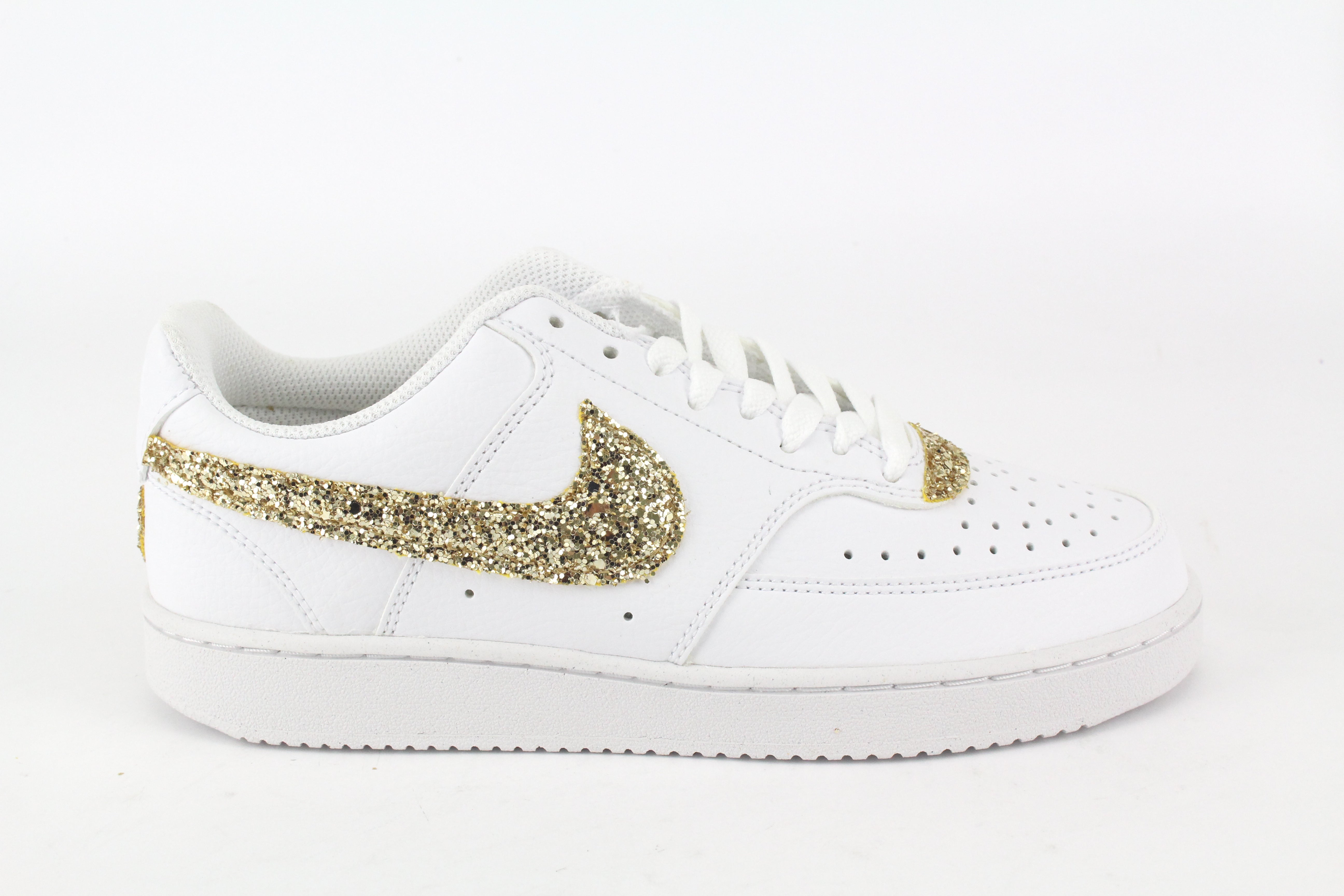 Nike Court Vision Low Gold Glitter e cuore