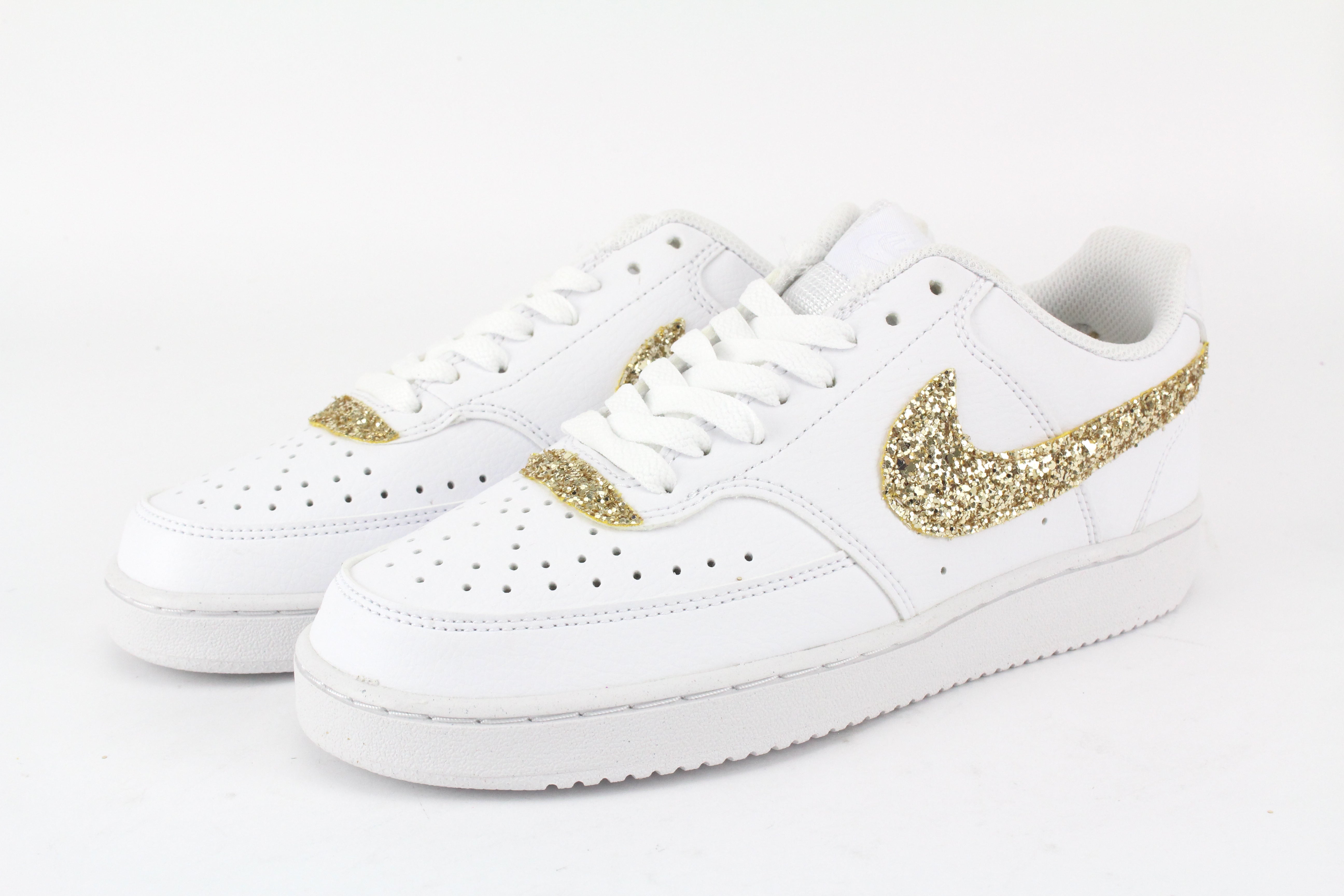Nike Court Vision Low Gold Glitter e cuore