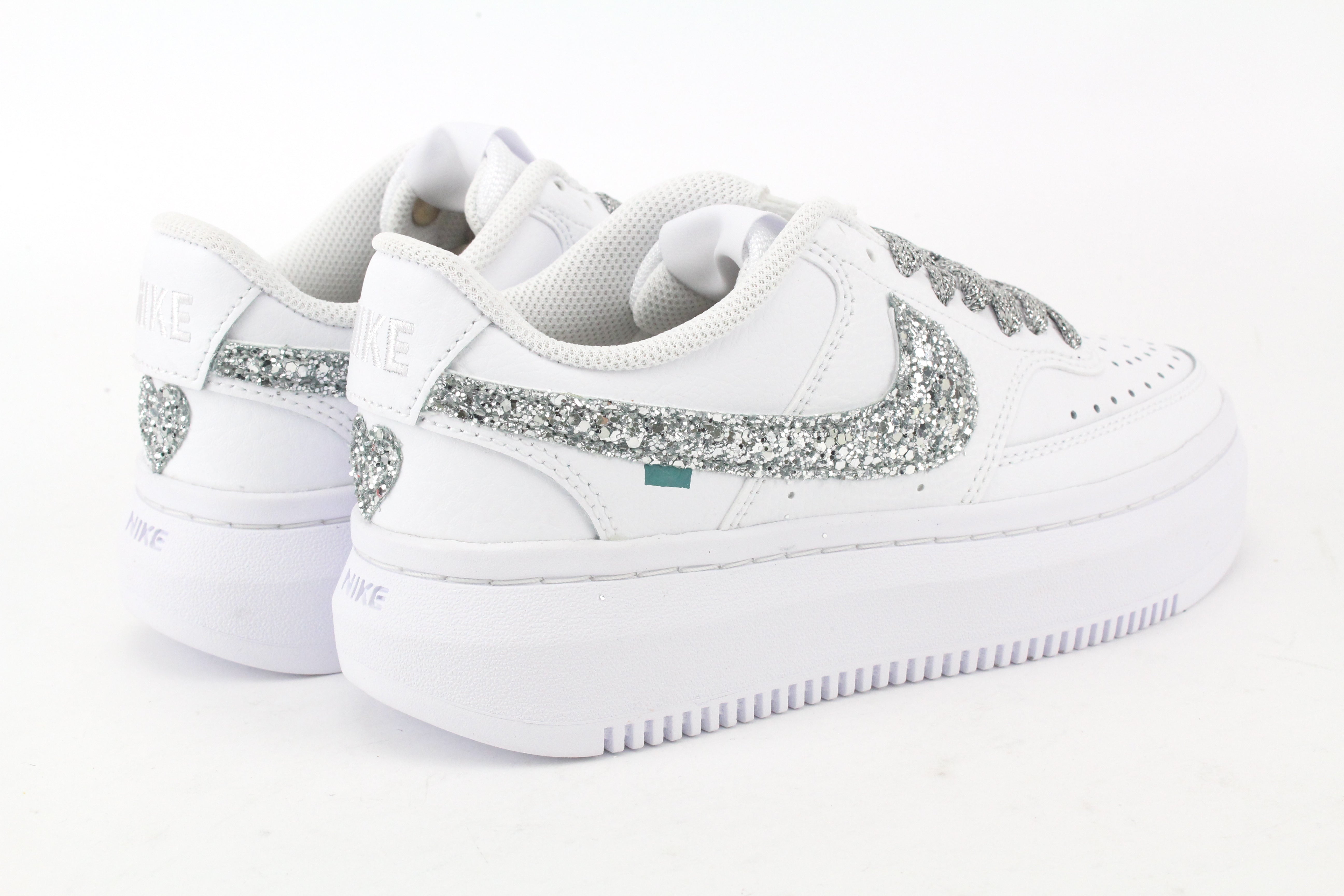 Nike Court Vision Low Platform Silver Glitter & Ricamo
