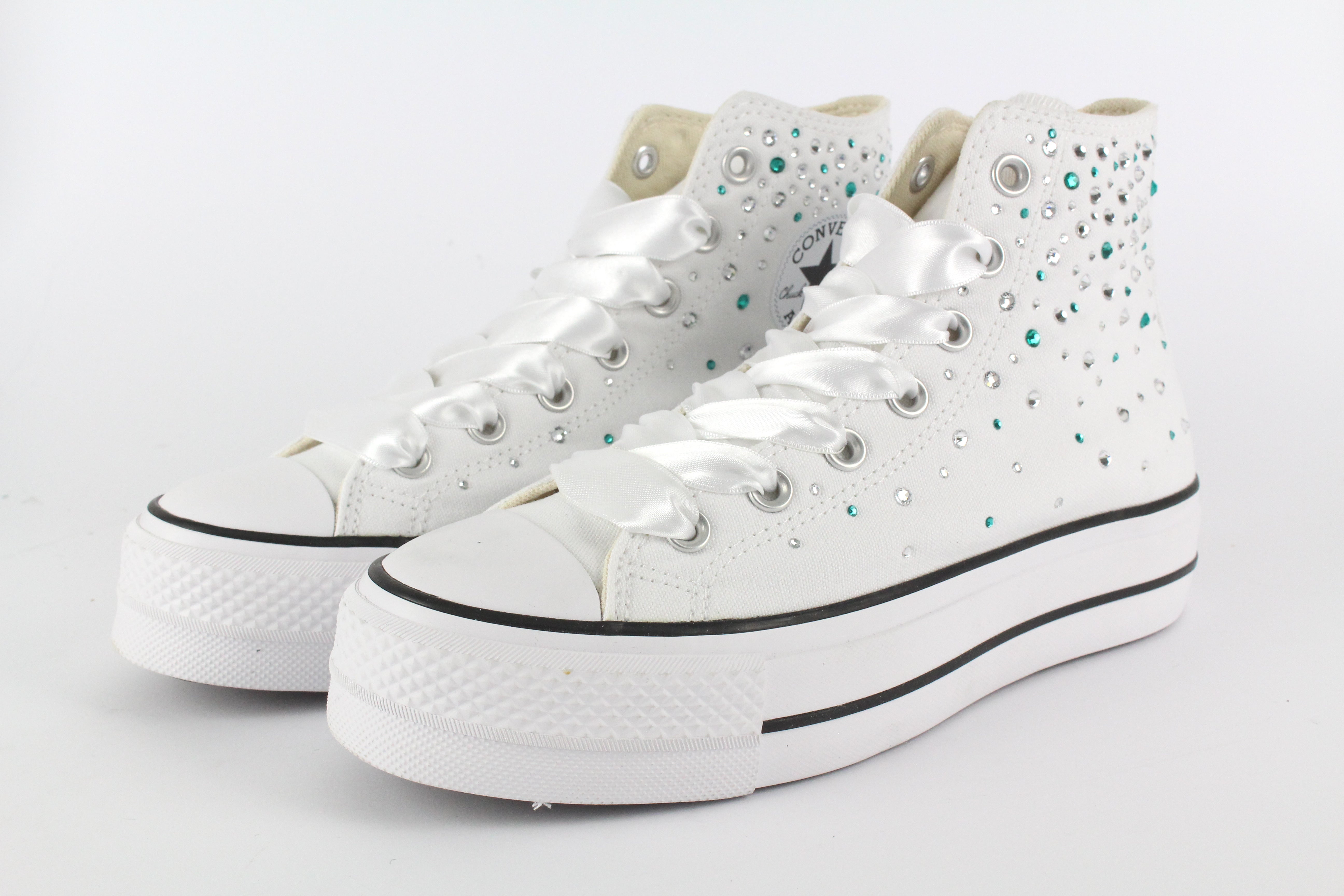 Converse All Star Platform White Strass Termo Cristal Tiffany