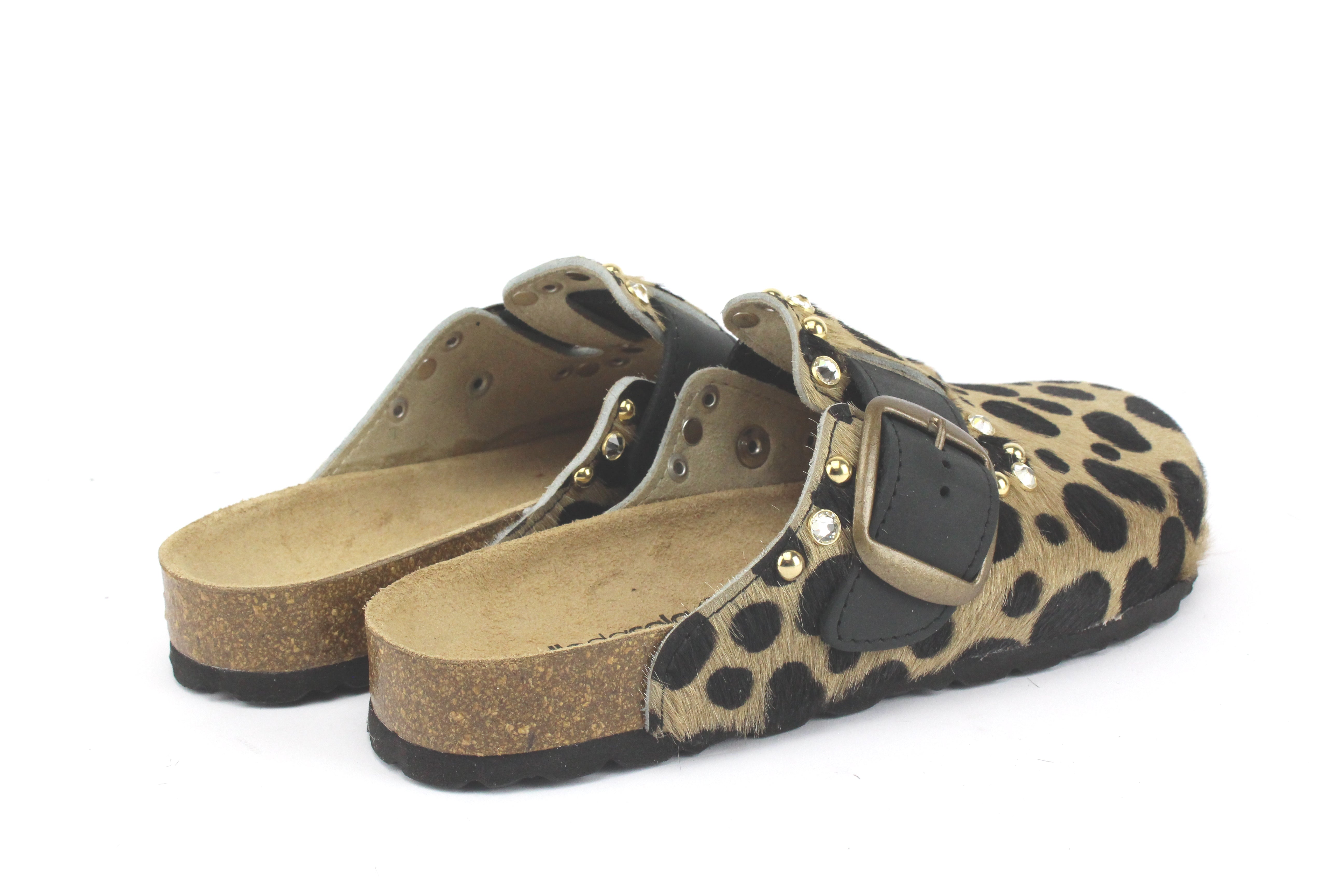 Sandali Sabot Cavallino Maculato & Borchie Strass