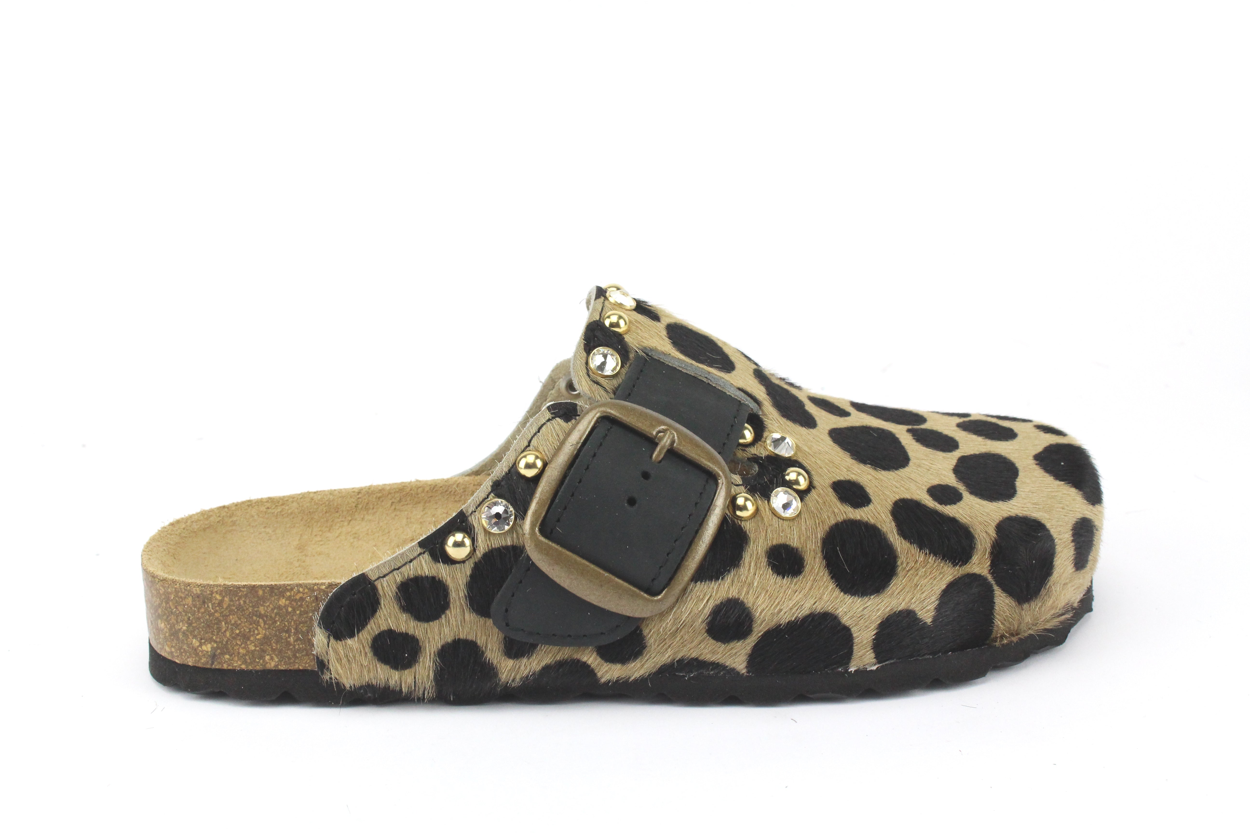 Sandali Sabot Cavallino Maculato & Borchie Strass