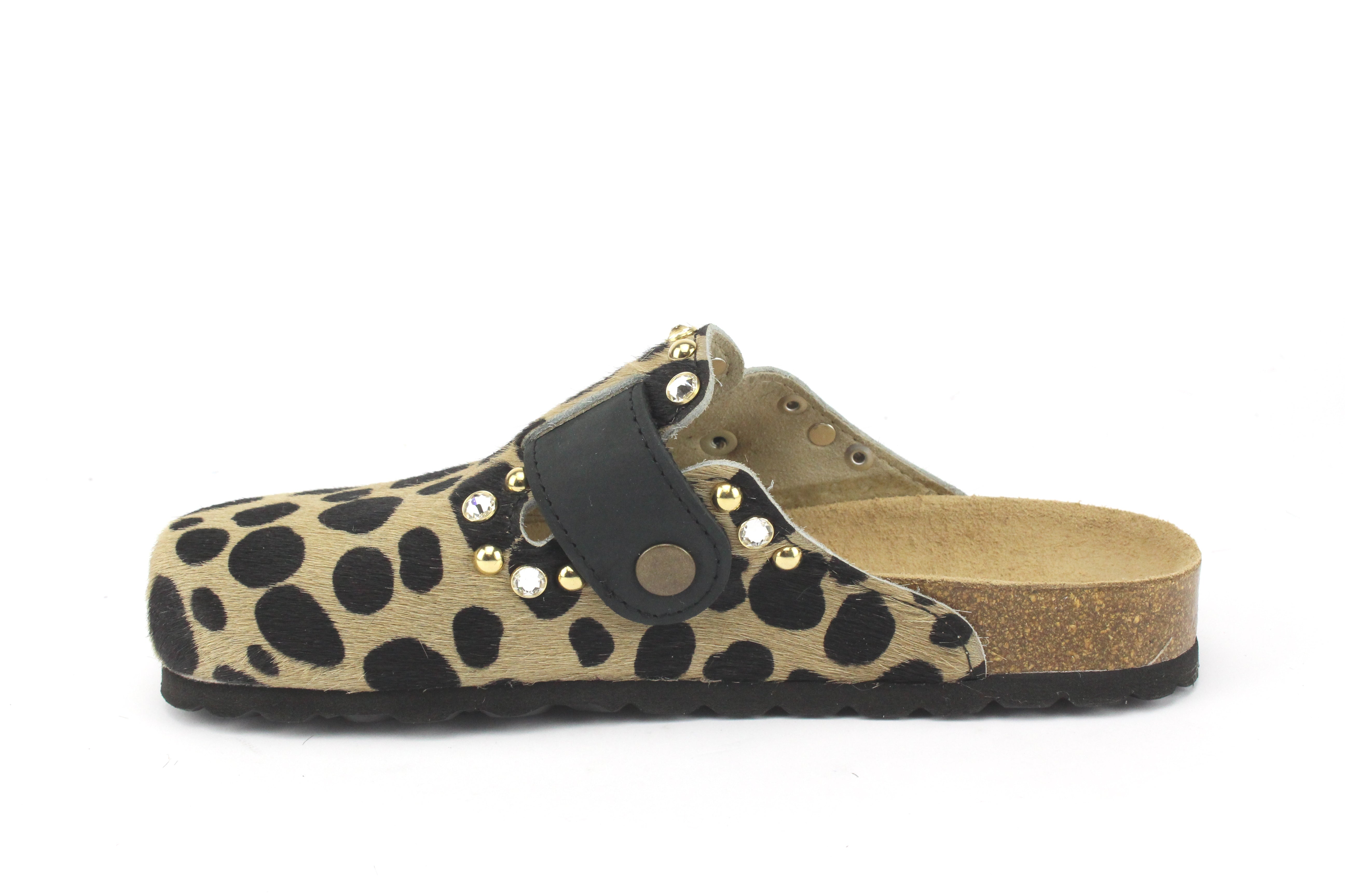 Sandali Sabot Cavallino Maculato & Borchie Strass