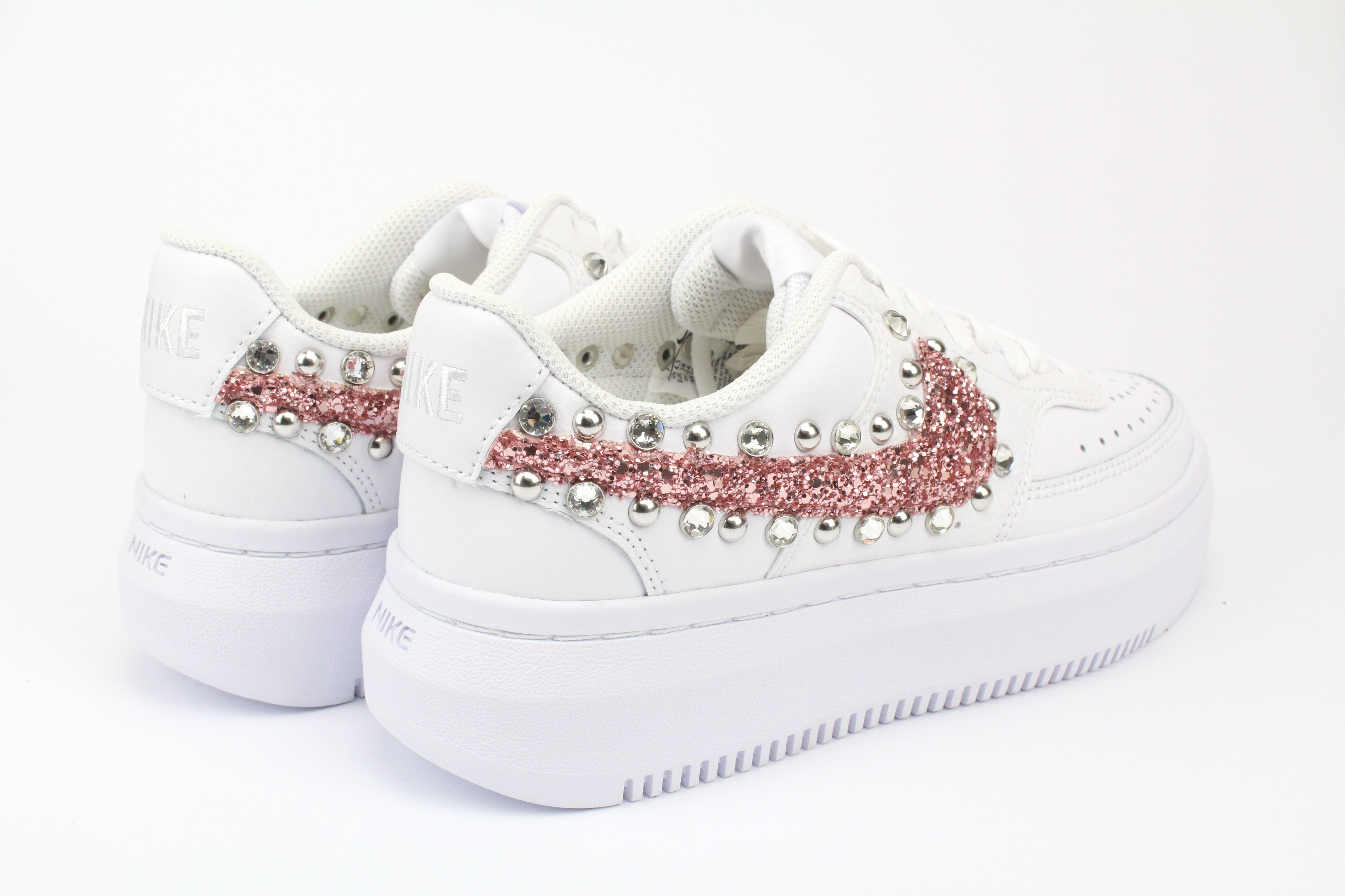 Nike Court Vision Low Platform Pink Glitter Borchie & Strass