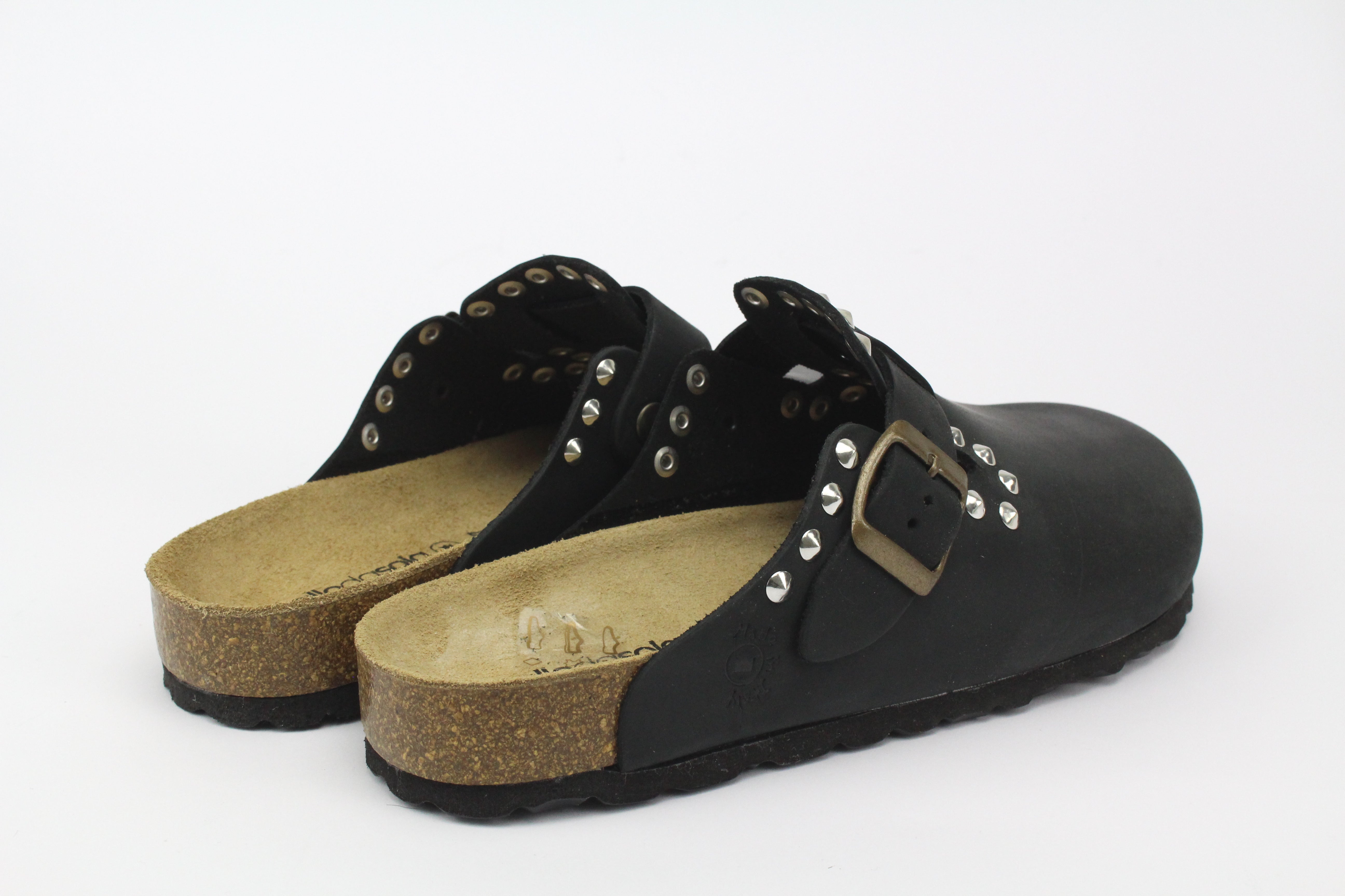 Sandali Sabot Pelle Borchie Silver