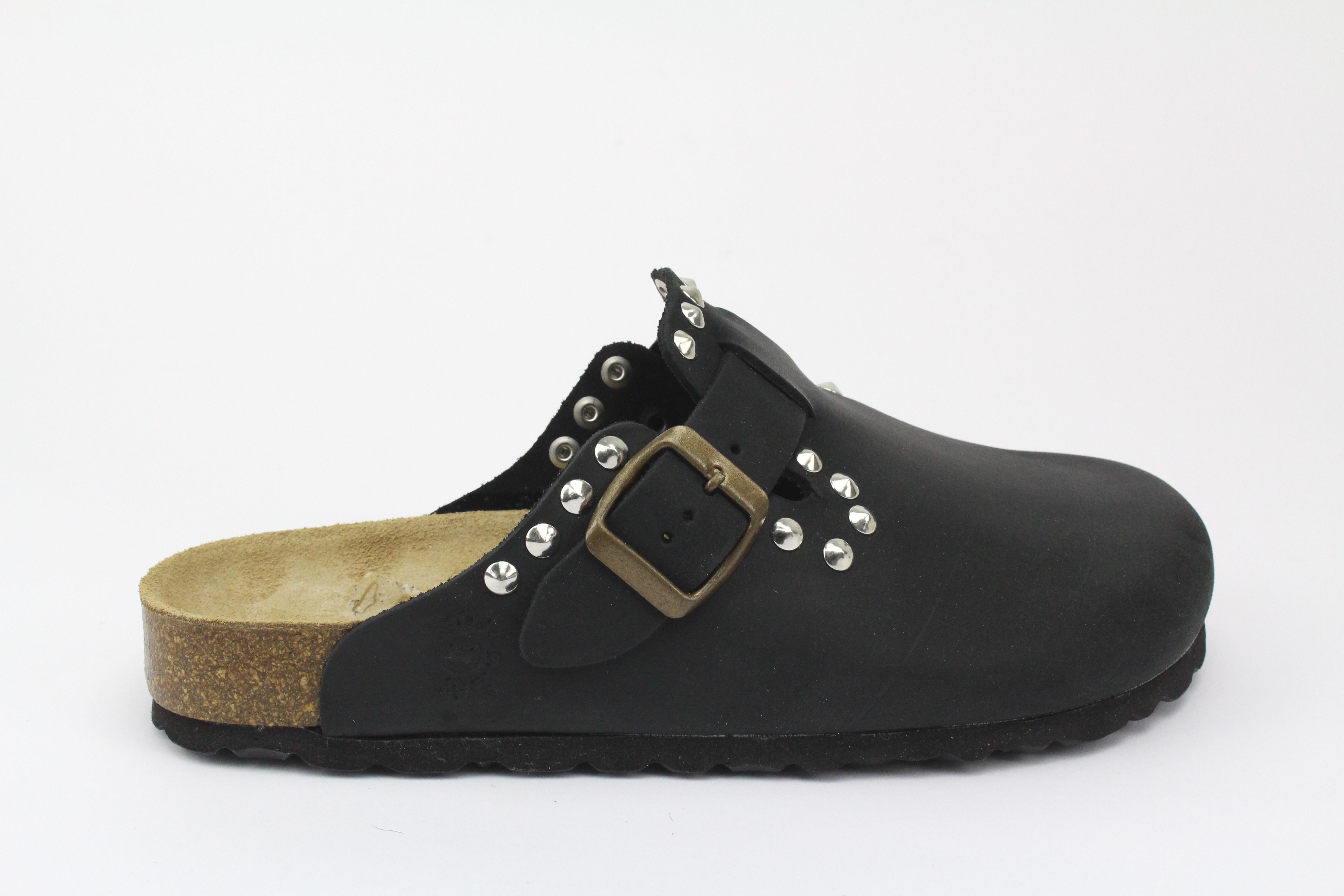 Sandali Sabot Pelle Borchie Silver