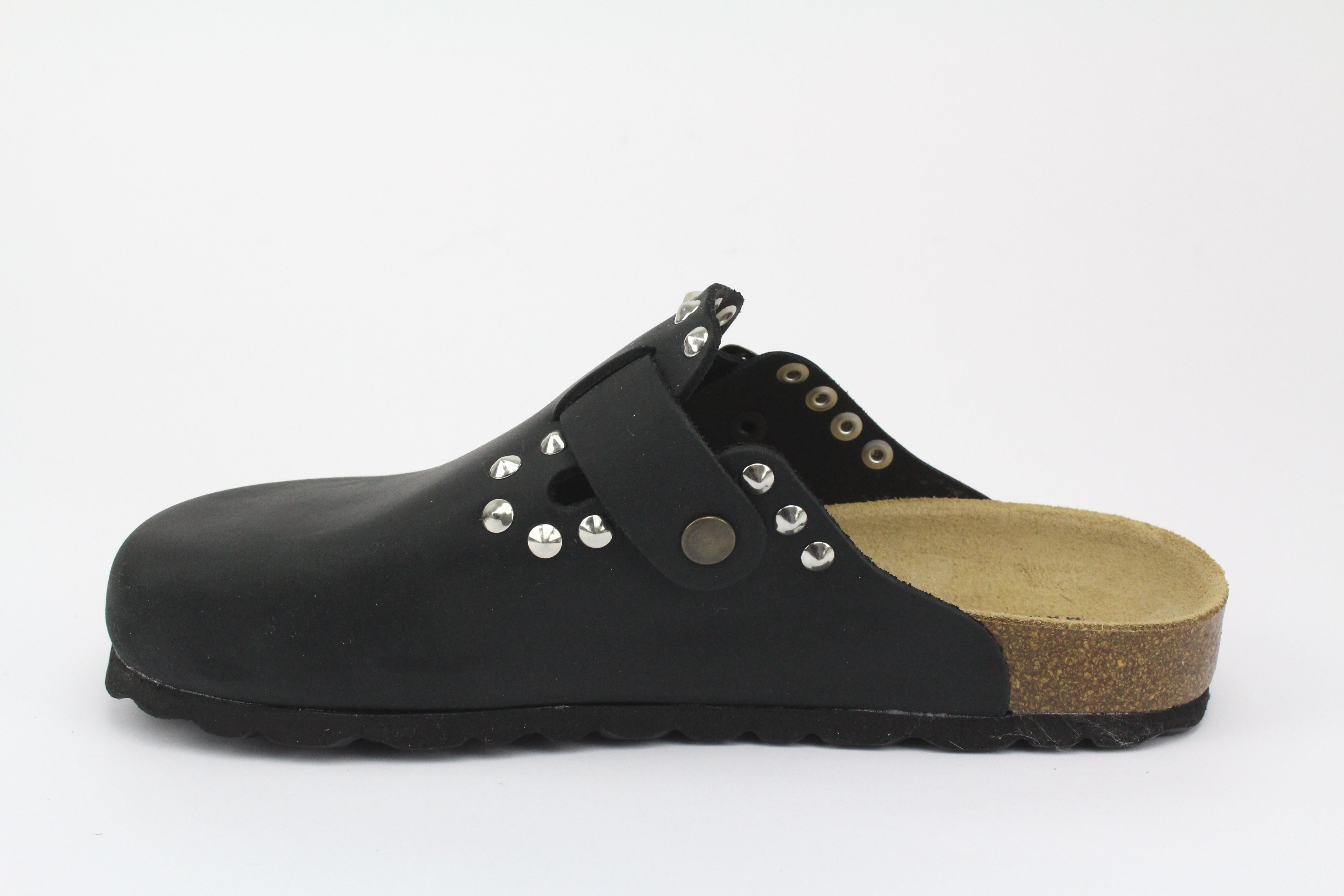 Sandali Sabot Pelle Borchie Silver