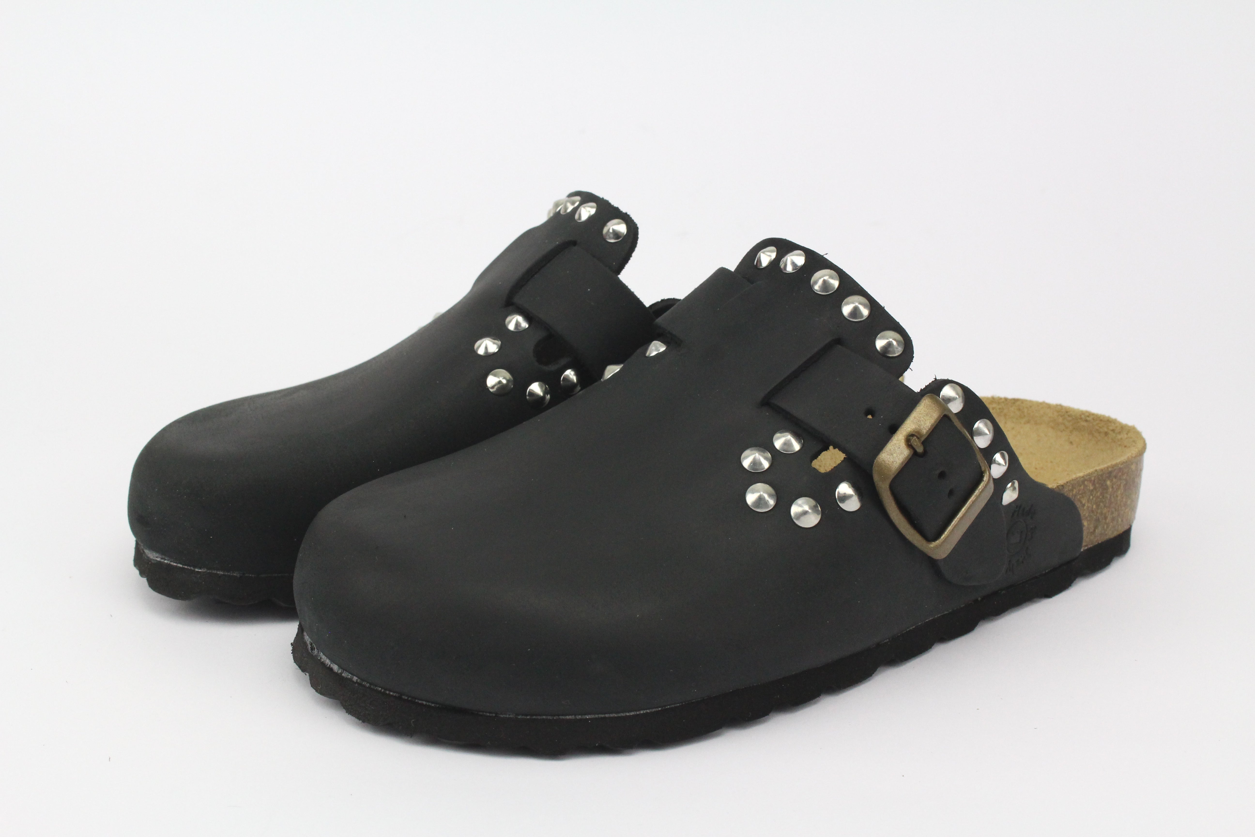 Sandali Sabot Pelle Borchie Silver